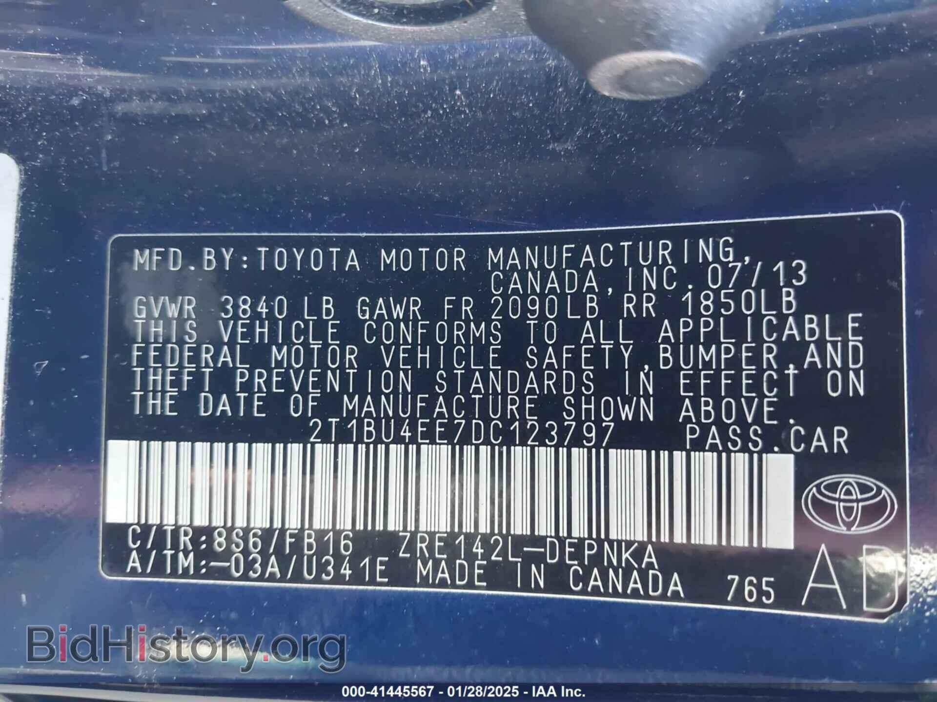 2013 TOYOTA COROLLA - VIN: 2T1BU4EE7DC123797 - Фото 9