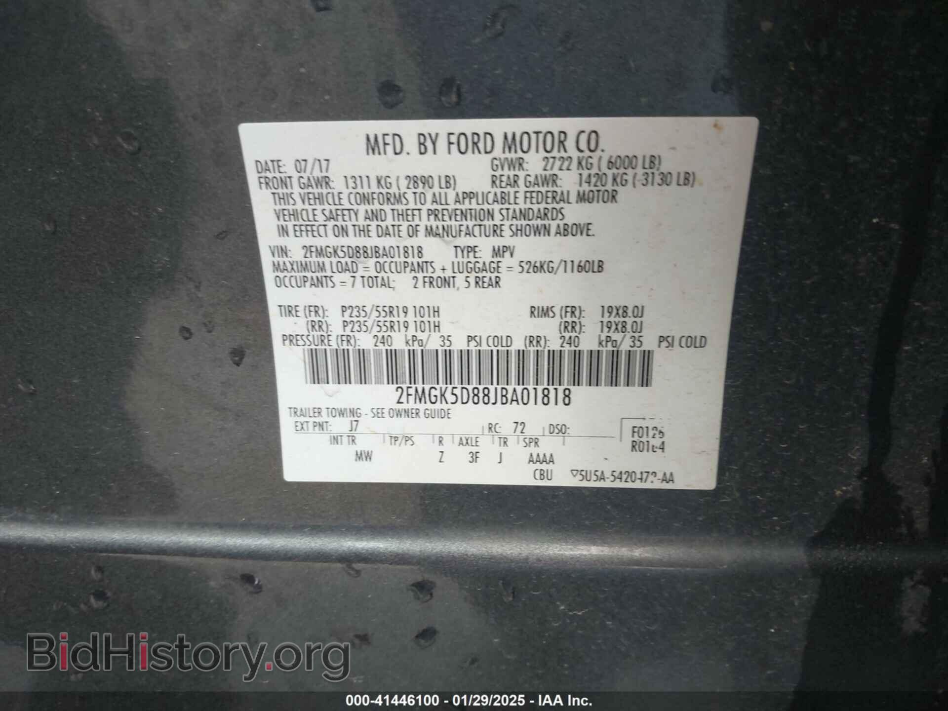 2018 FORD FLEX - VIN: 2FMGK5D88JBA01818 - Photo 9