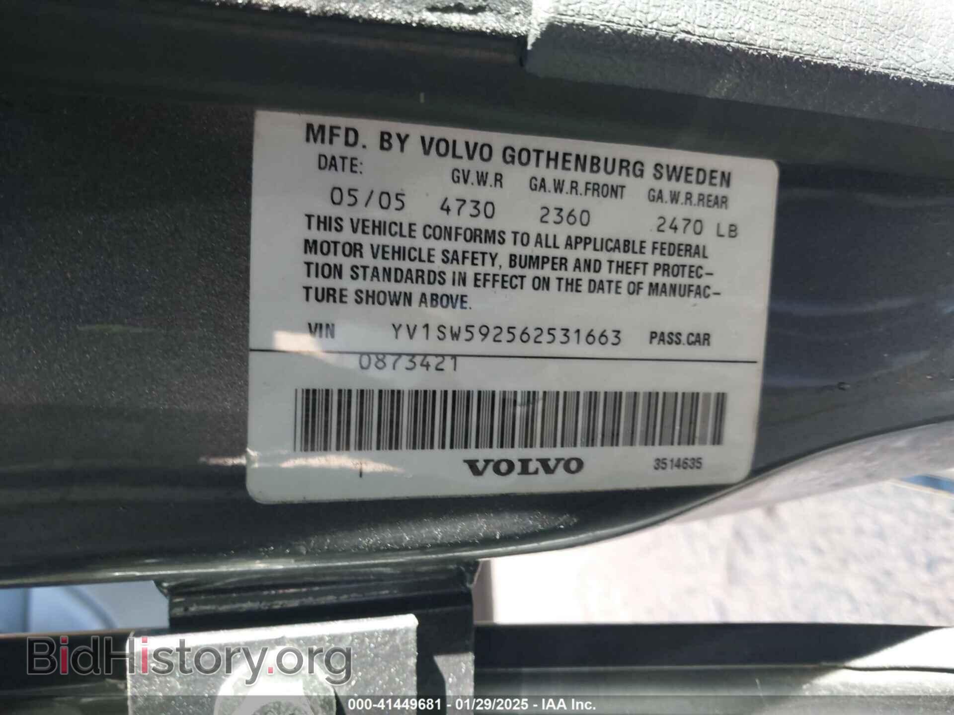 2006 VOLVO V70 - VIN: YV1SW592562531663 - Фото 9