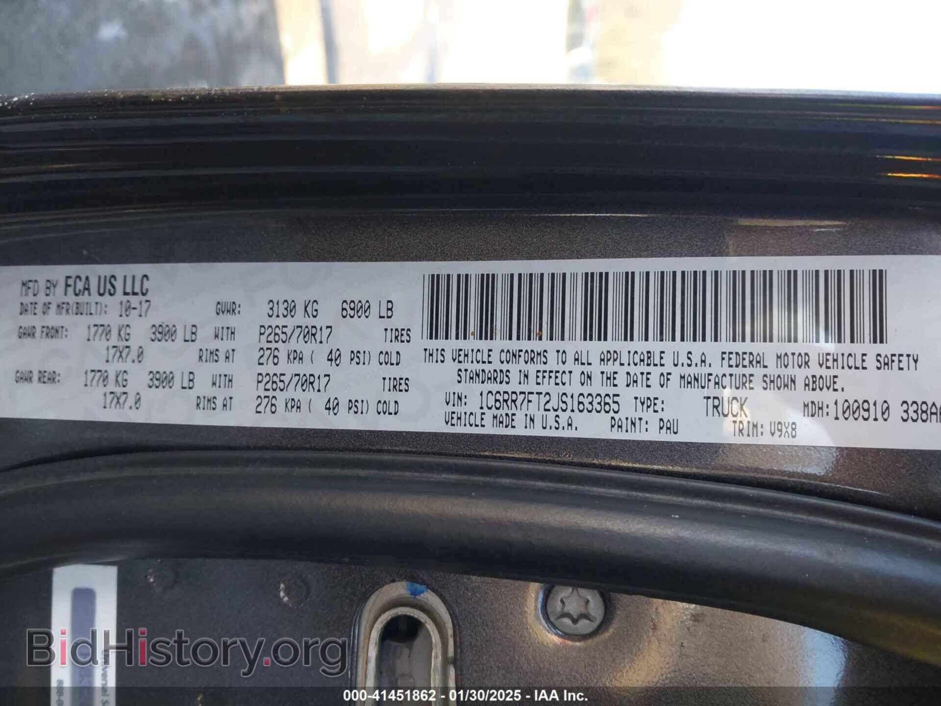 2018 RAM 1500 - VIN: 1C6RR7FT2JS163365 - Фото 9