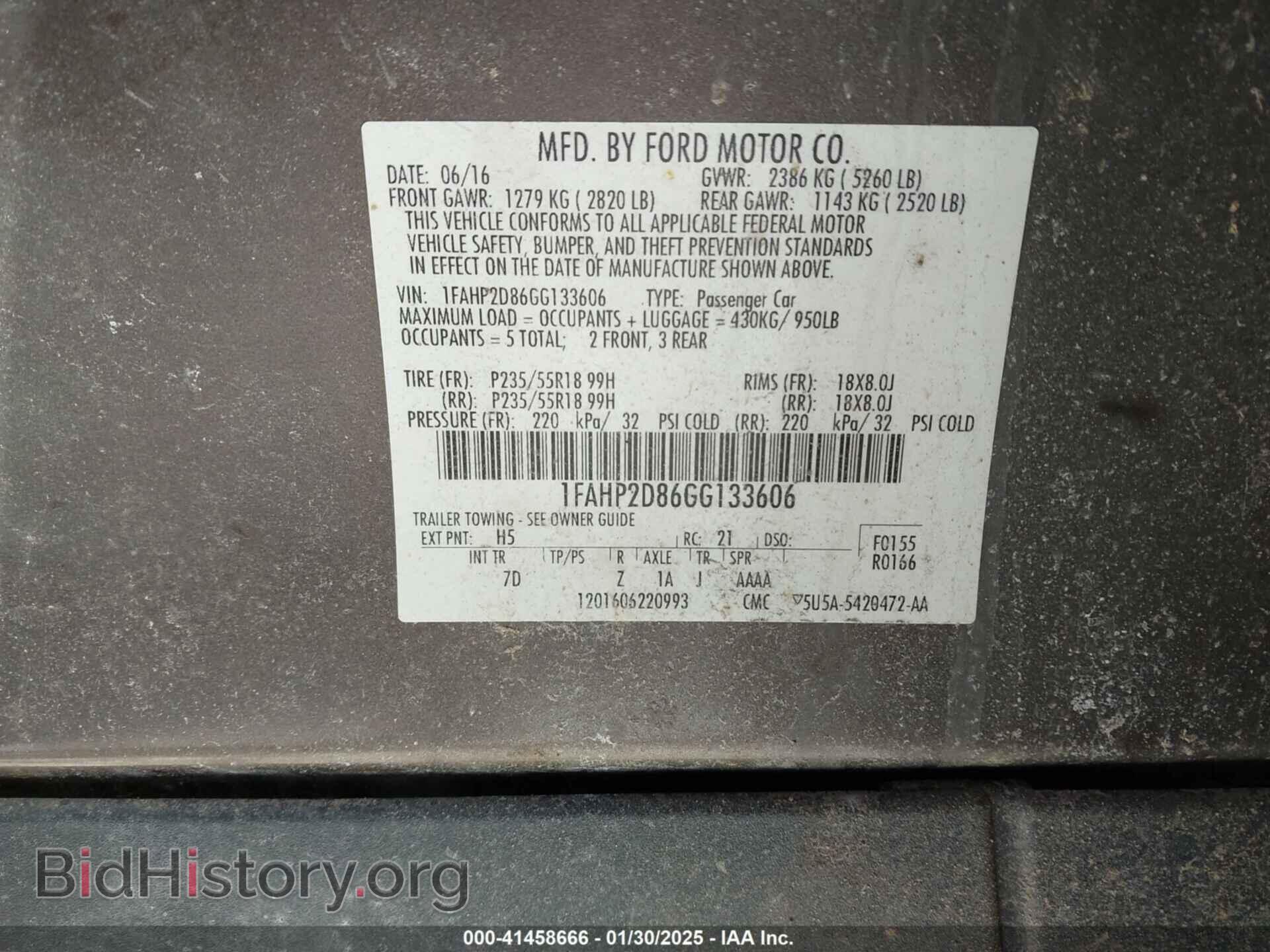 2016 FORD TAURUS - VIN: 1FAHP2D86GG133606 - Photo 9