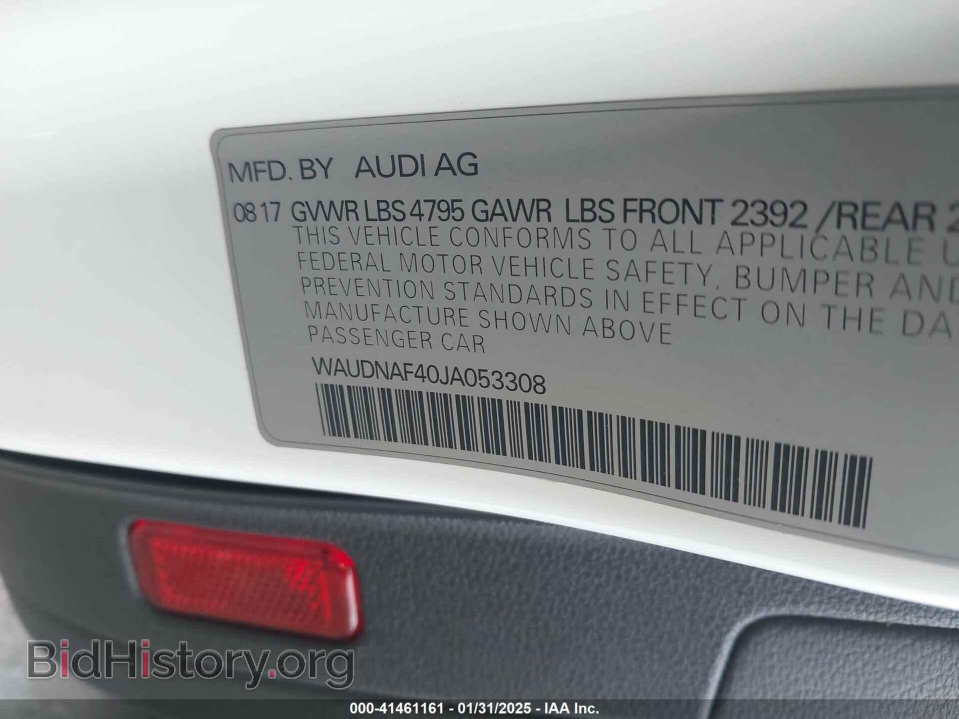 2018 AUDI A4 - VIN: WAUDNAF40JA053308 - Фото 9