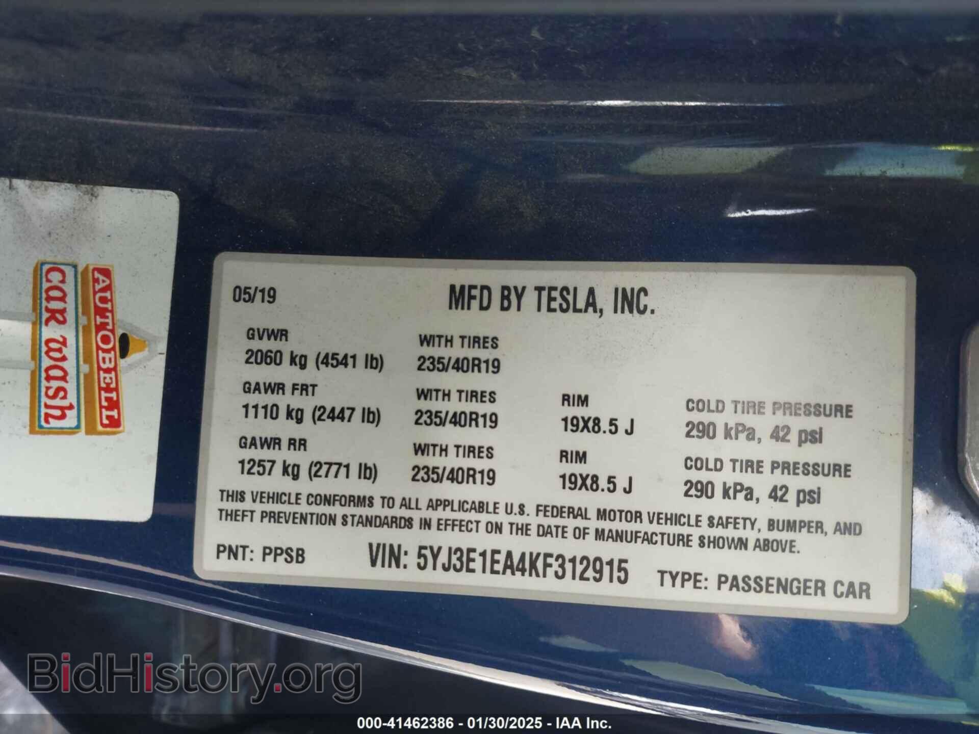 2019 TESLA MODEL 3 - VIN: 5YJ3E1EA4KF312915 - Фото 9