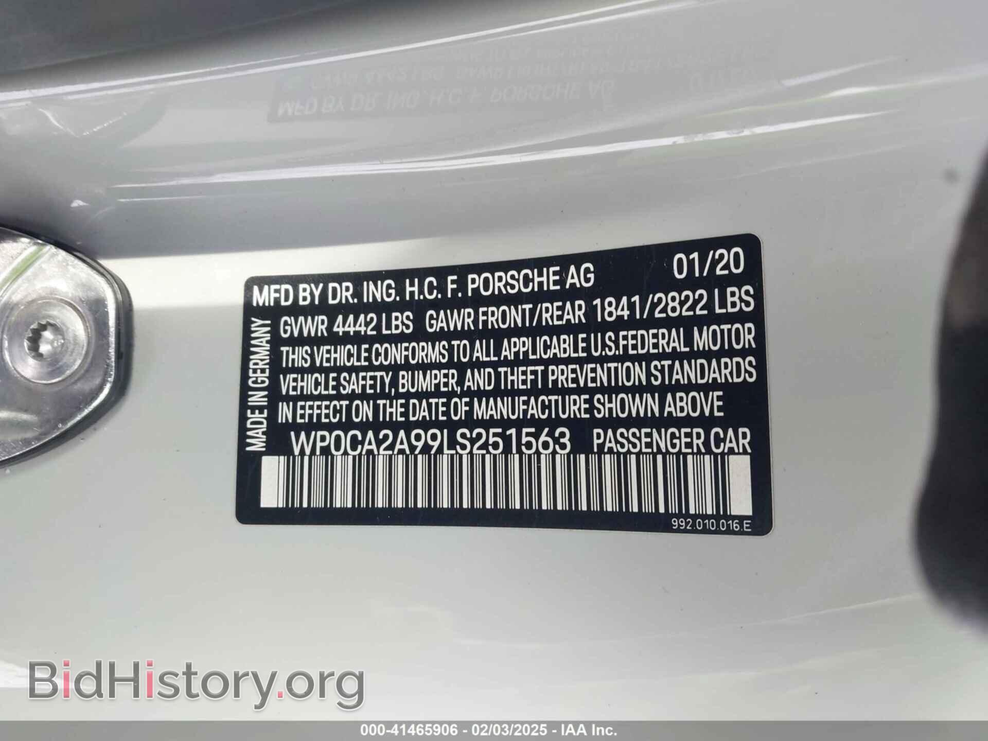2020 PORSCHE 911 - VIN: WP0CA2A99LS251563 - Фото 9