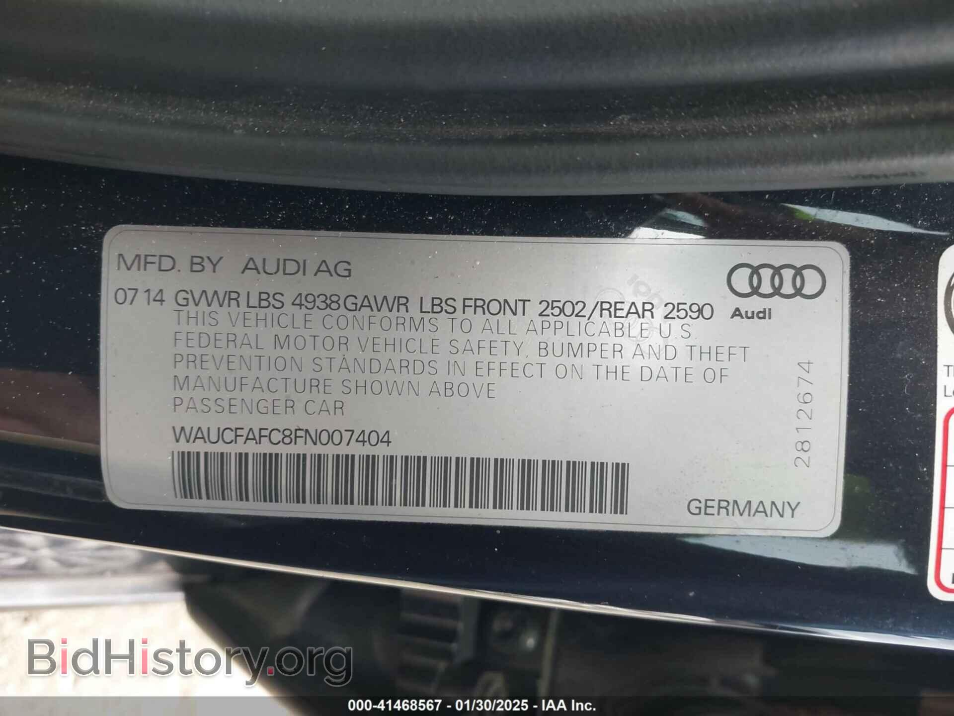 2015 AUDI A6 - VIN: WAUCFAFC8FN007404 - Фото 9