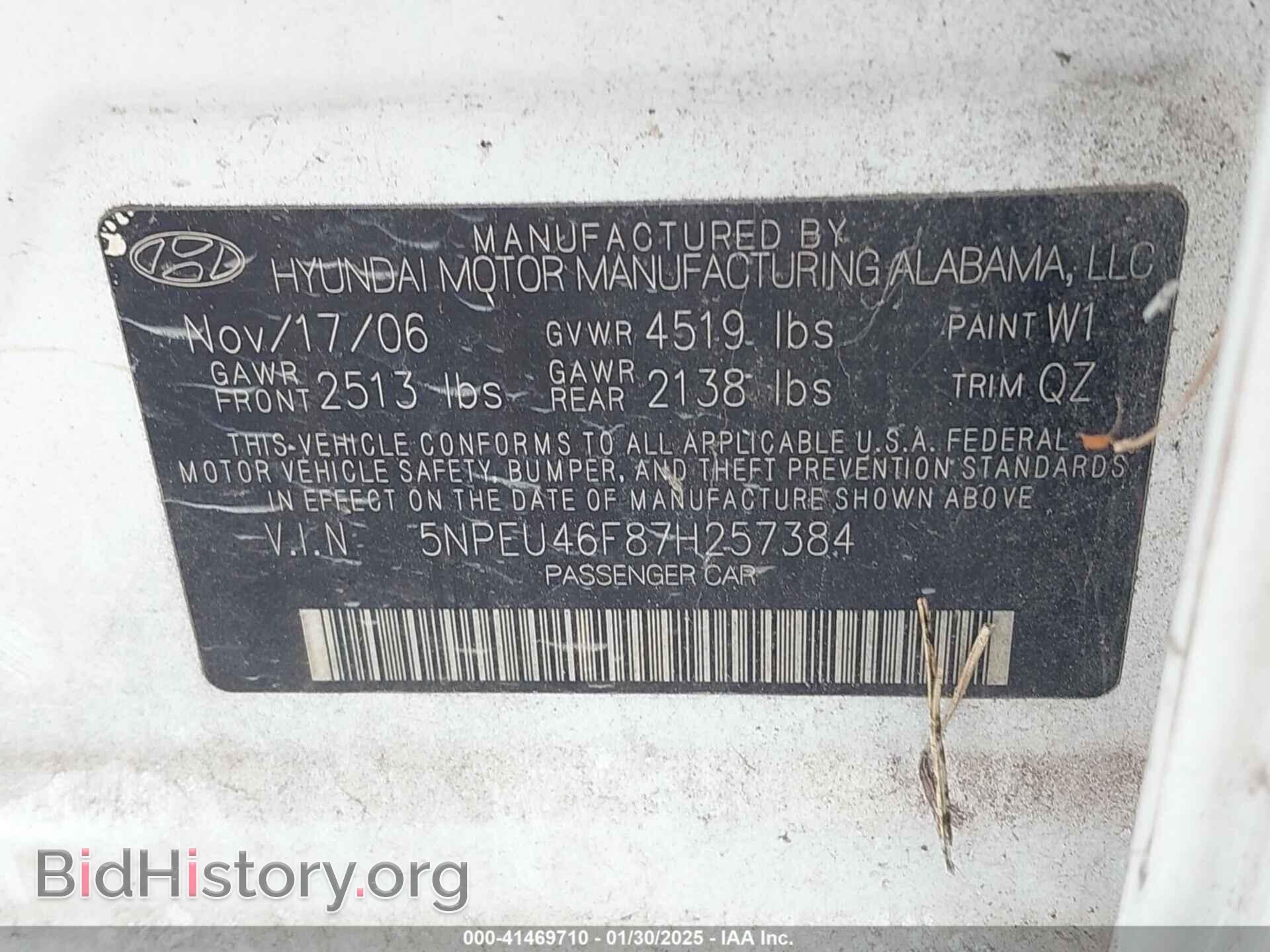 2007 HYUNDAI SONATA - VIN: 5NPEU46F87H257384 - Фото 9
