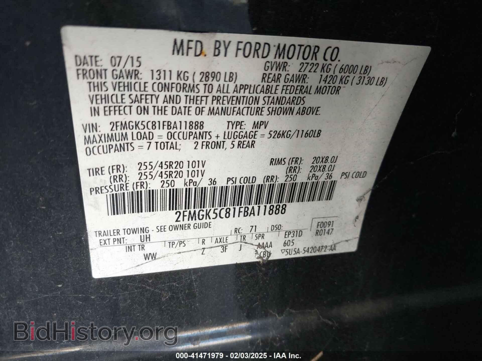 2015 FORD FLEX - VIN: 2FMGK5C81FBA11888 - Photo 9