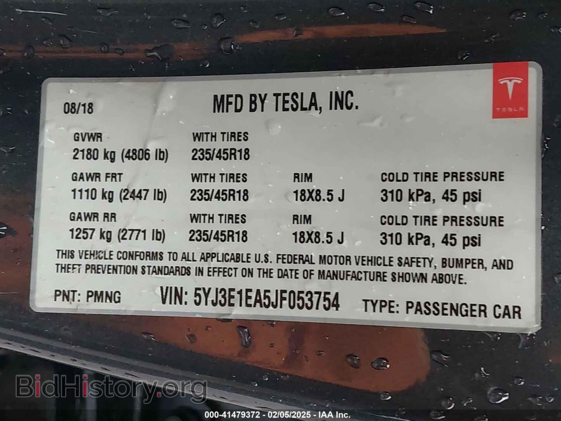 2018 TESLA MODEL 3 - VIN: 5YJ3E1EA5JF053754 - Photo 9