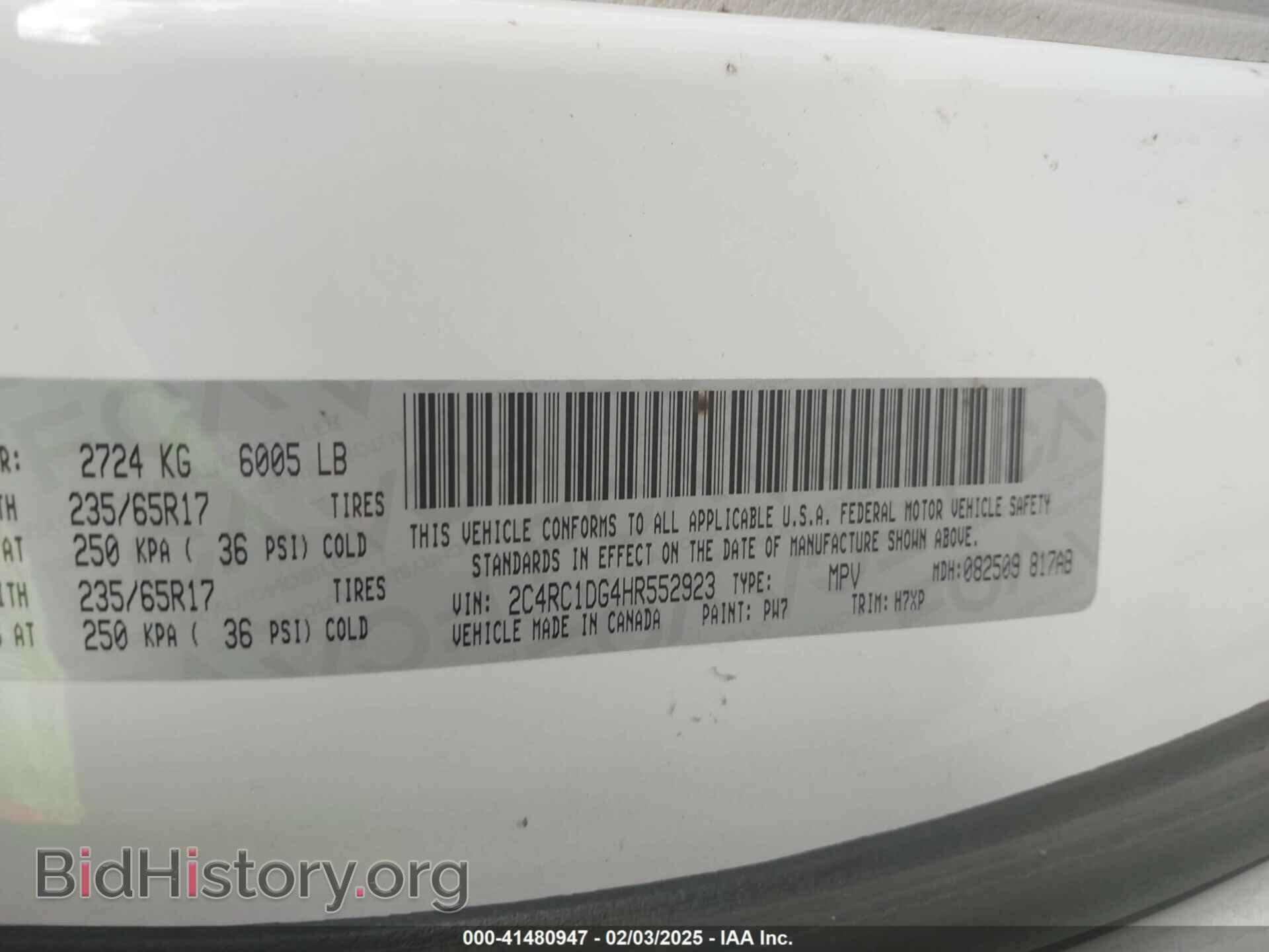 2017 CHRYSLER PACIFICA - VIN: 2C4RC1DG4HR552923 - Фото 9