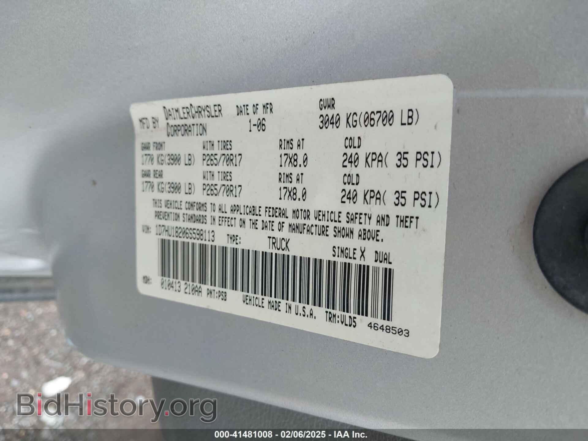 2006 DODGE RAM 1500 - VIN: 1D7HU18206S598113 - Фото 9