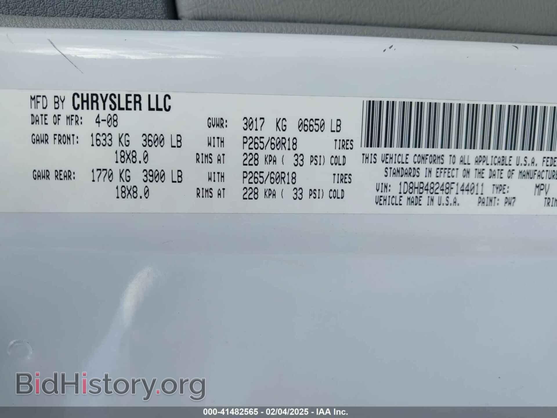 2008 DODGE DURANGO - VIN: 1D8HB48248F144011 - Фото 9