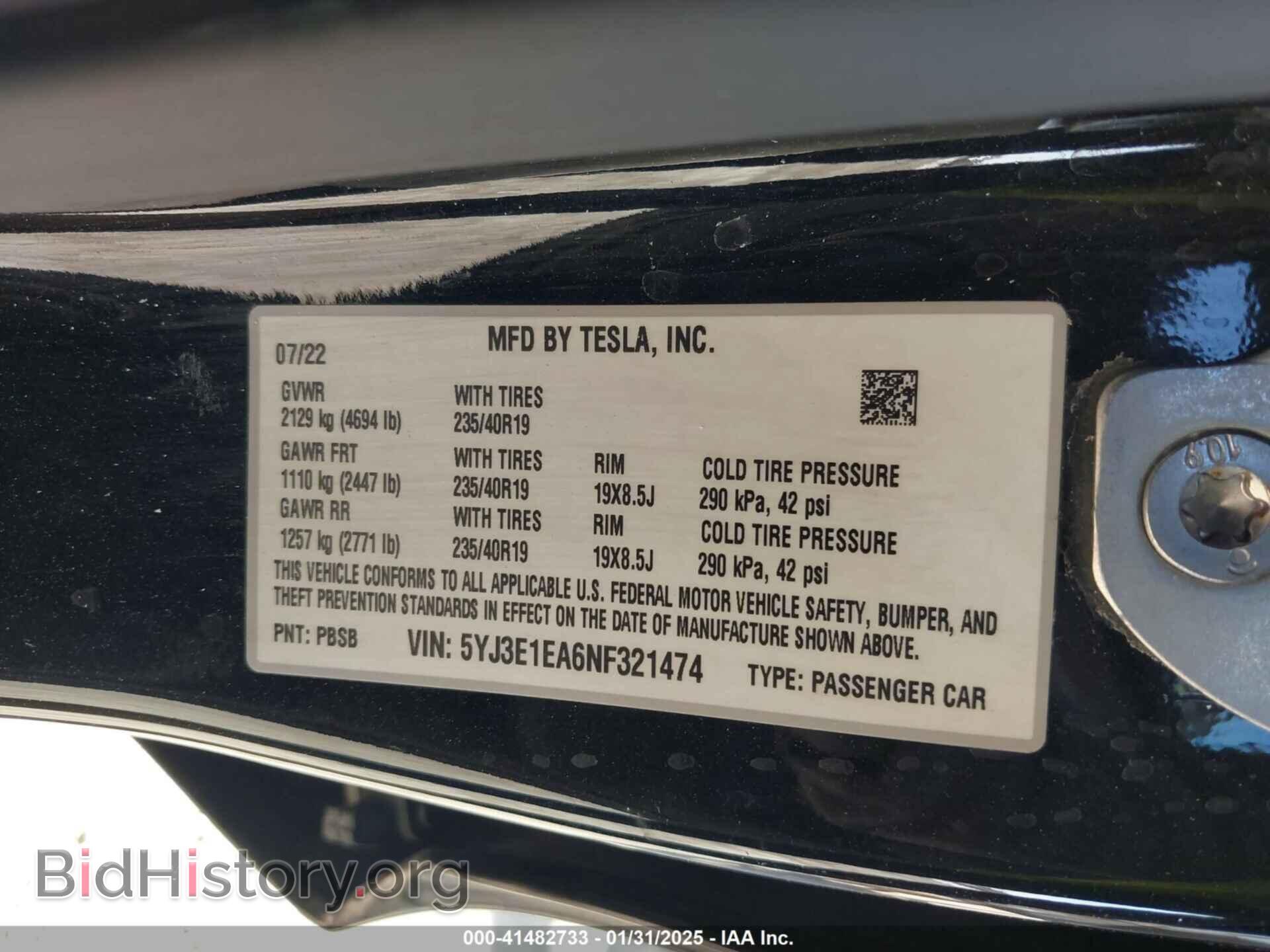 2022 TESLA MODEL 3 - VIN: 5YJ3E1EA6NF321474 - Фото 9
