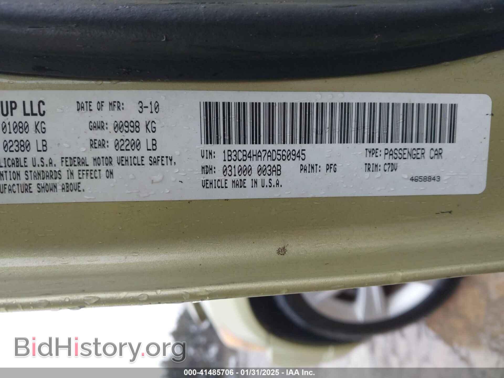 2010 DODGE CALIBER - VIN: 1B3CB4HA7AD560945 - Фото 9