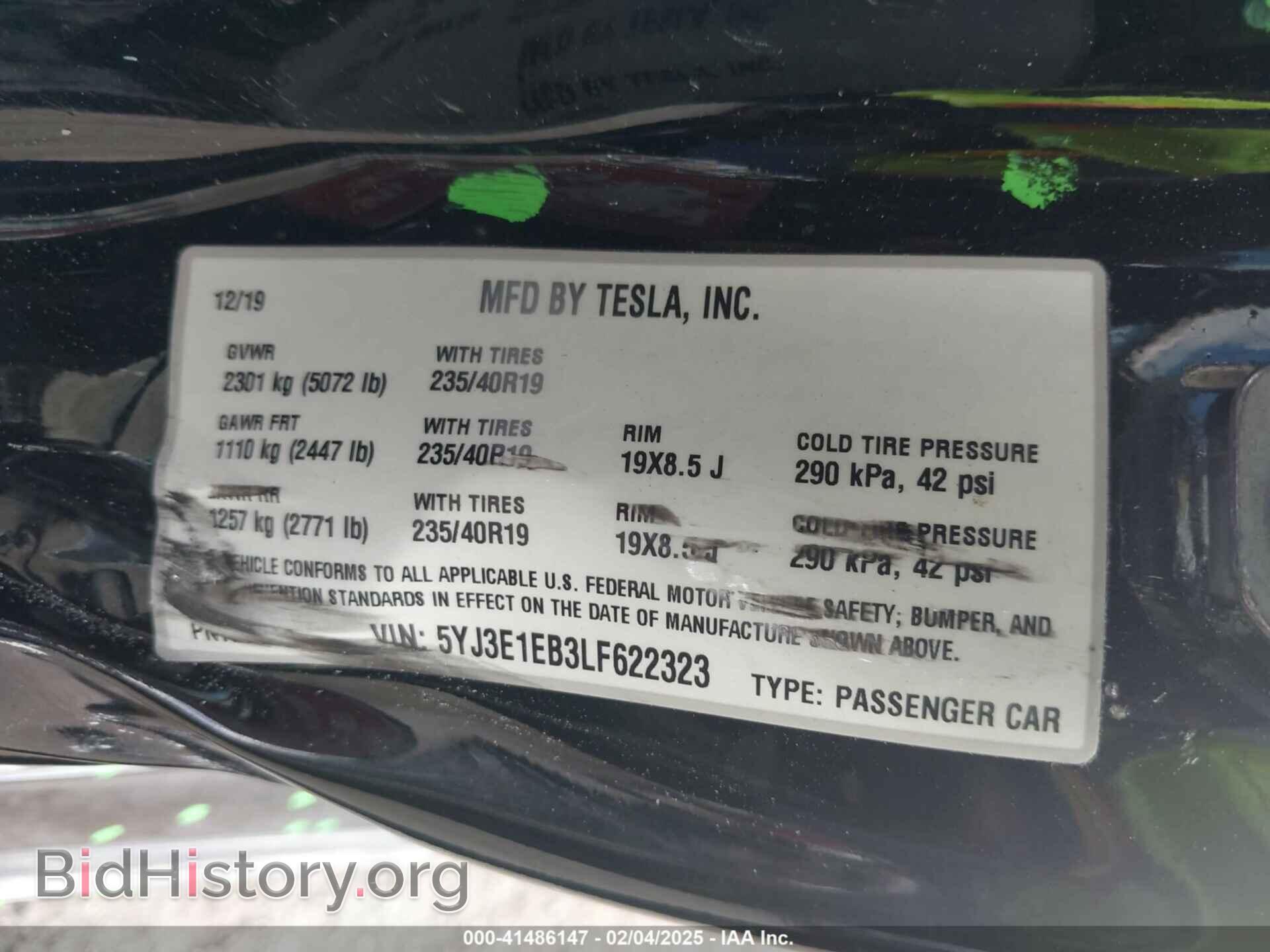 2020 TESLA MODEL 3 - VIN: 5YJ3E1EB3LF622323 - Фото 9