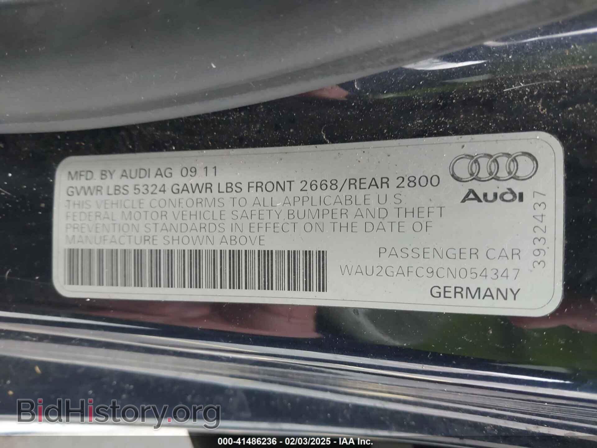 2012 AUDI A7 - VIN: WAU2GAFC9CN054347 - Фото 9