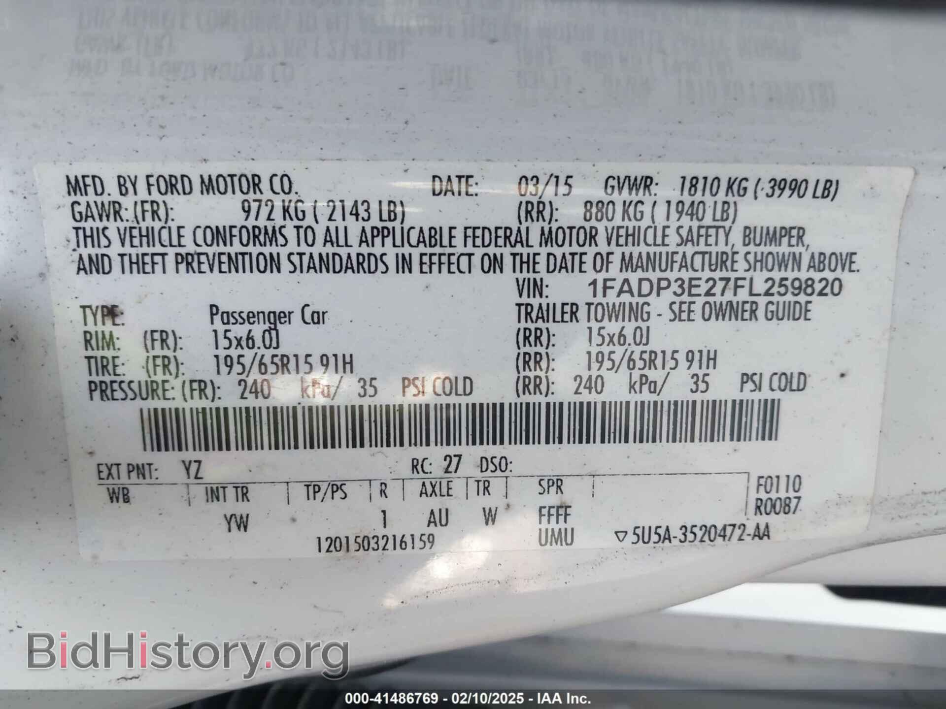 2015 FORD FOCUS - VIN: 1FADP3E27FL259820 - Фото 9