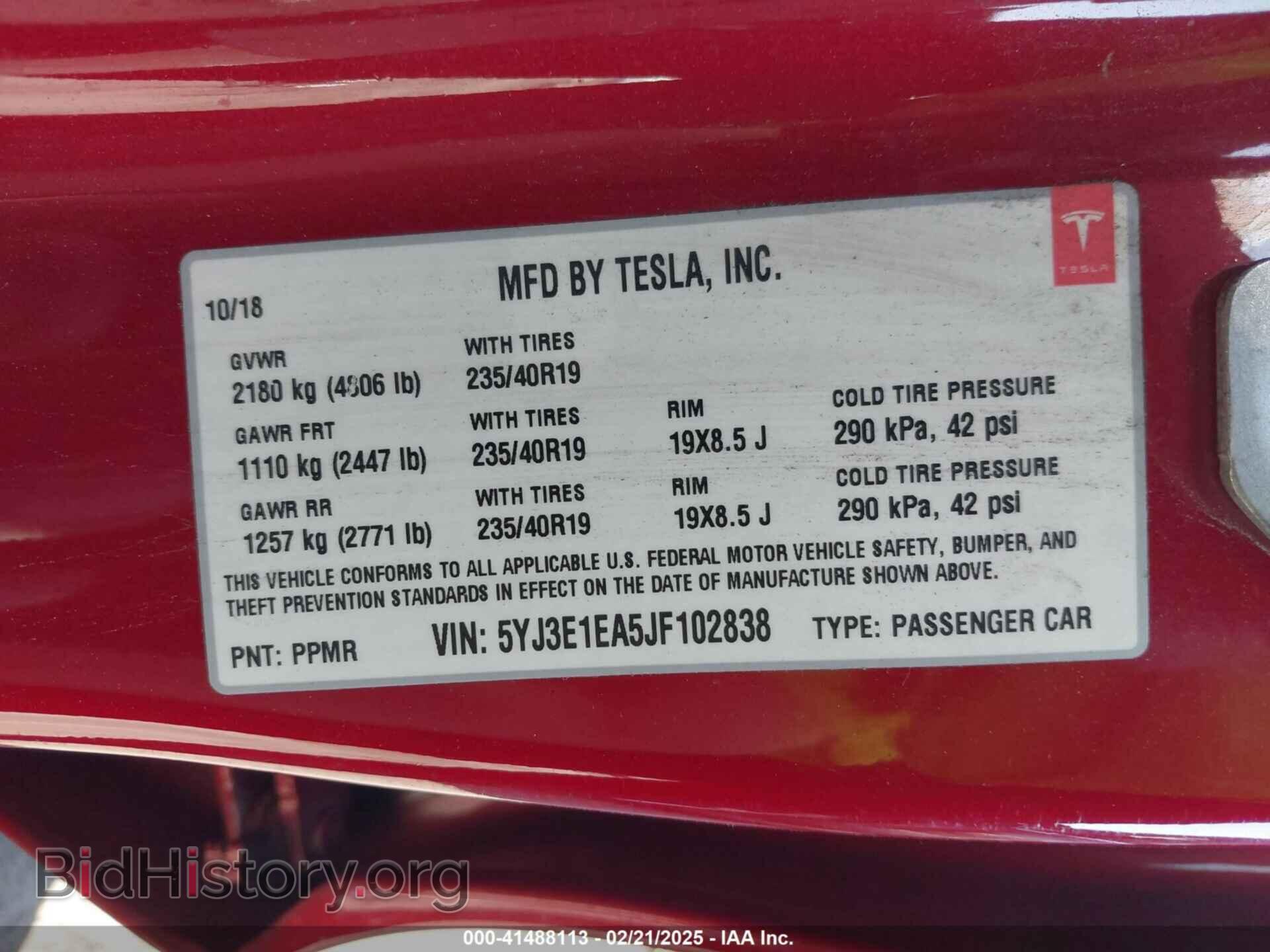 2018 TESLA MODEL 3 - VIN: 5YJ3E1EA5JF102838 - Фото 9