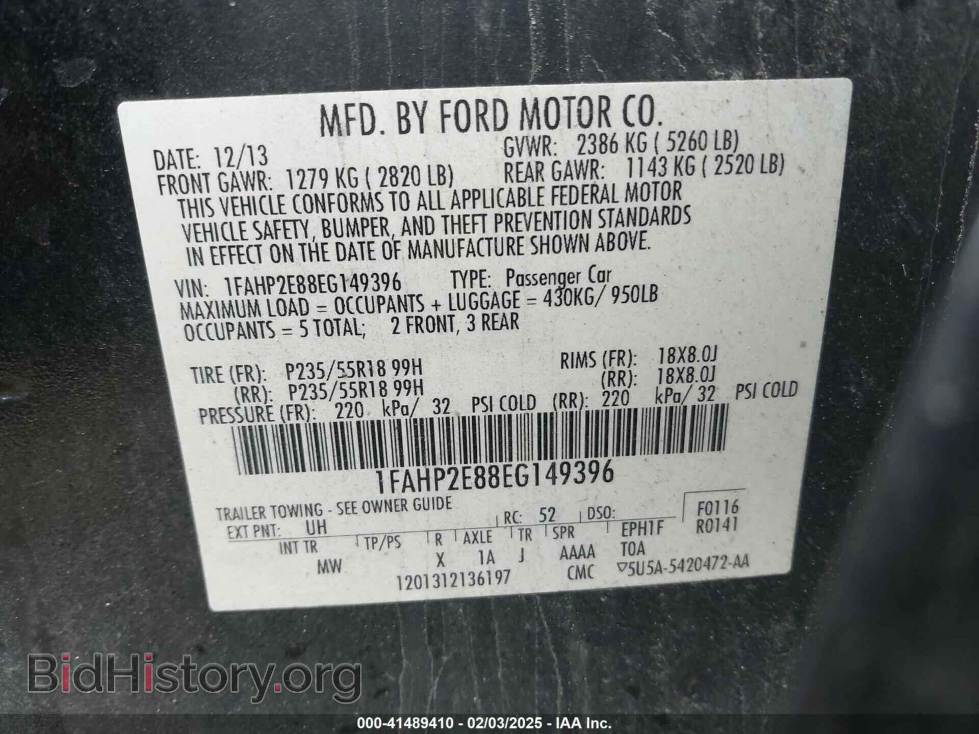 2014 FORD TAURUS - VIN: 1FAHP2E88EG149396 - Фото 9