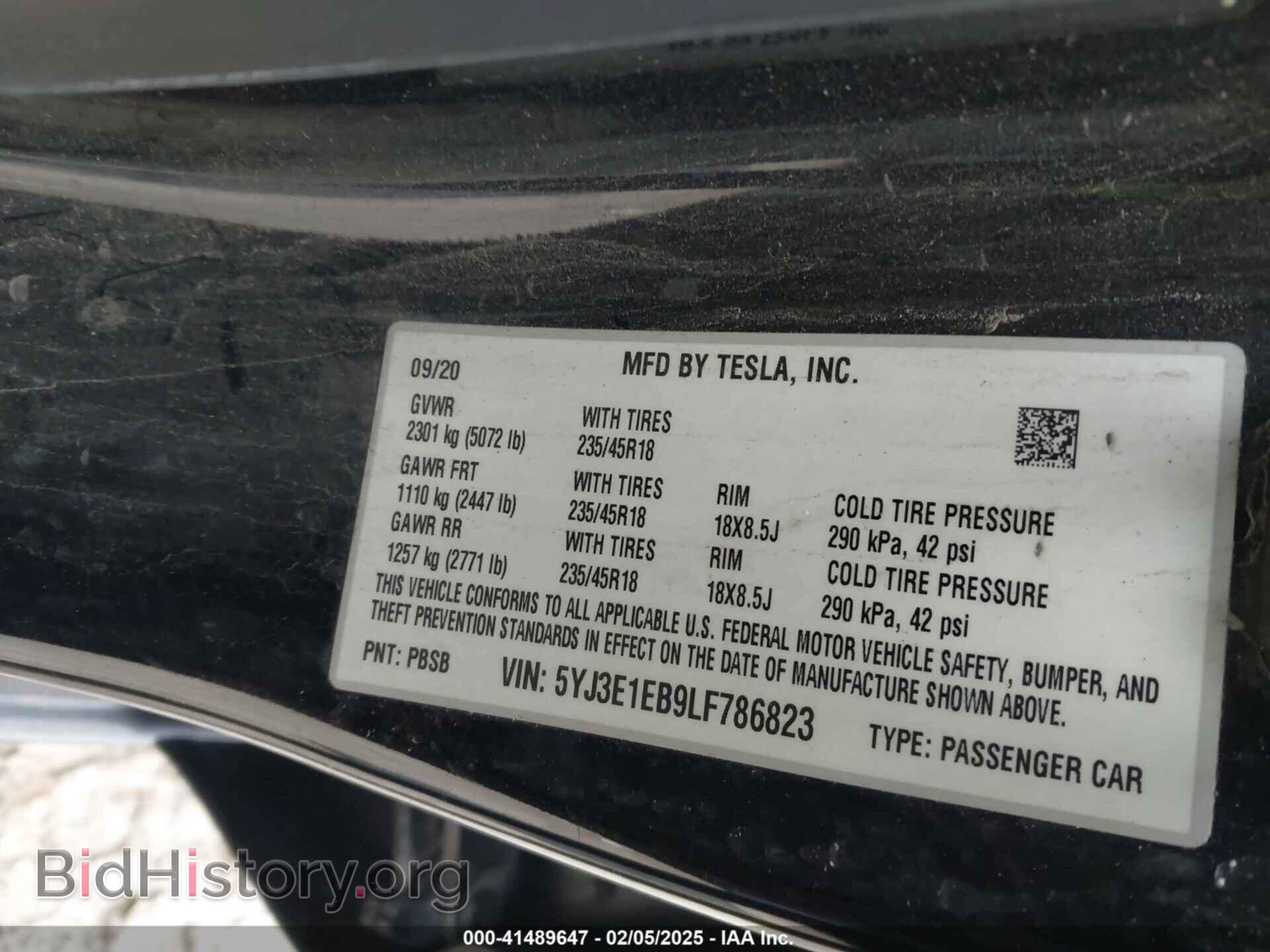 2020 TESLA MODEL 3 - VIN: 5YJ3E1EB9LF786823 - Фото 9