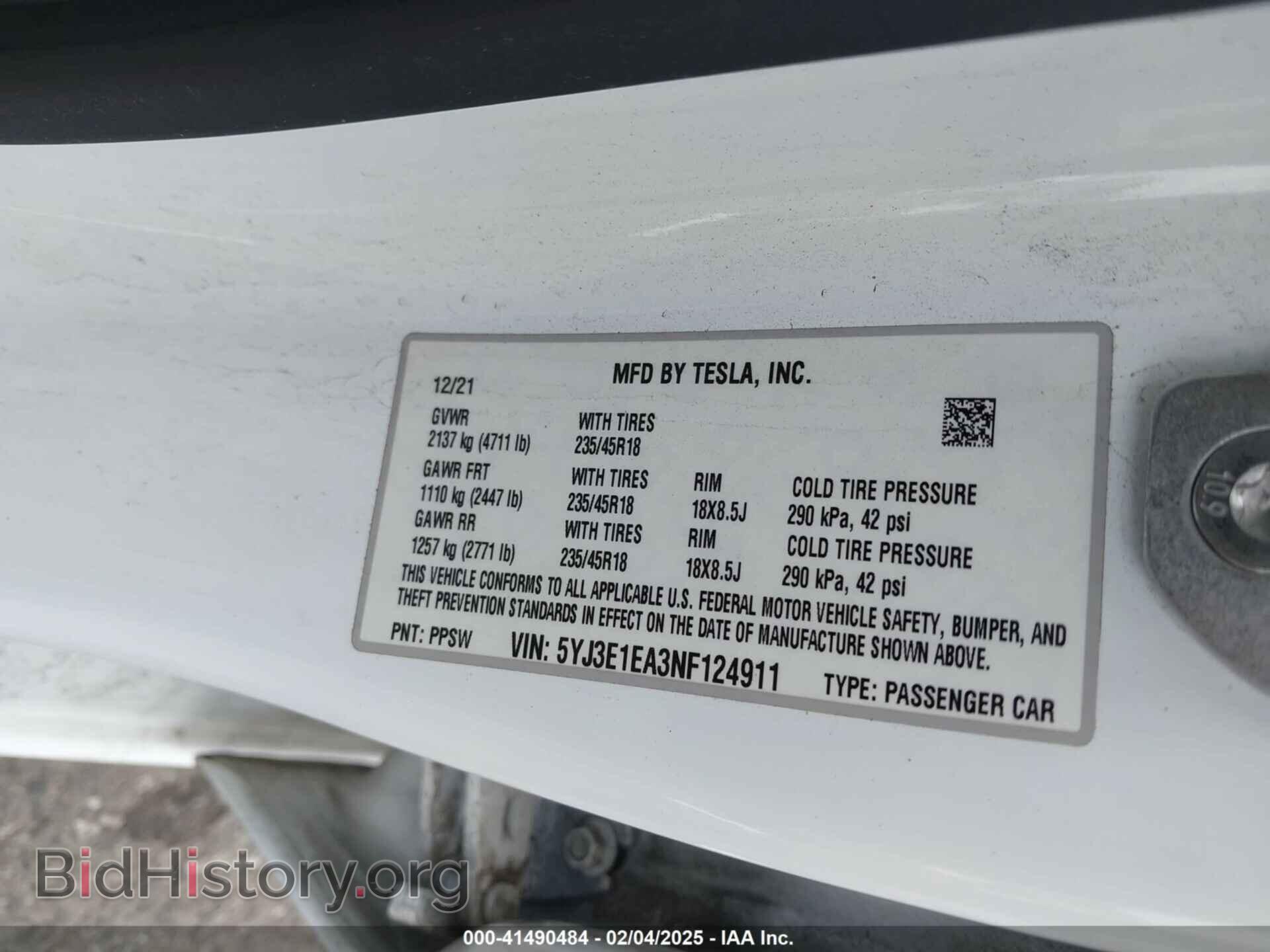 2022 TESLA MODEL 3 - VIN: 5YJ3E1EA3NF124911 - Фото 9