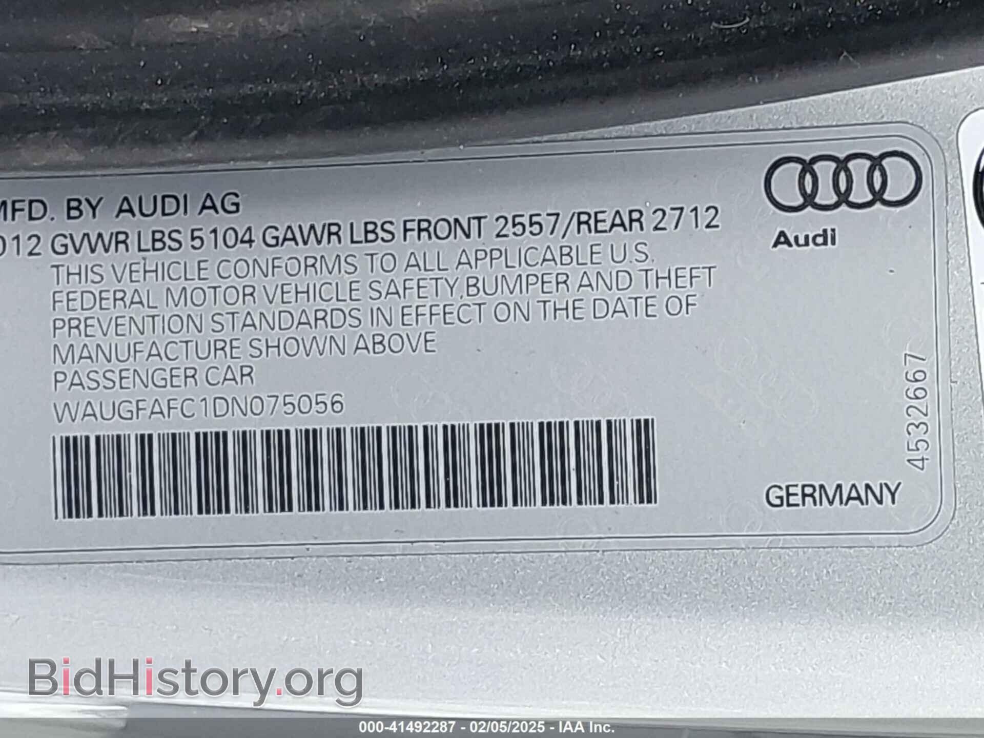 2013 AUDI A6 - VIN: WAUGFAFC1DN075056 - Фото 9