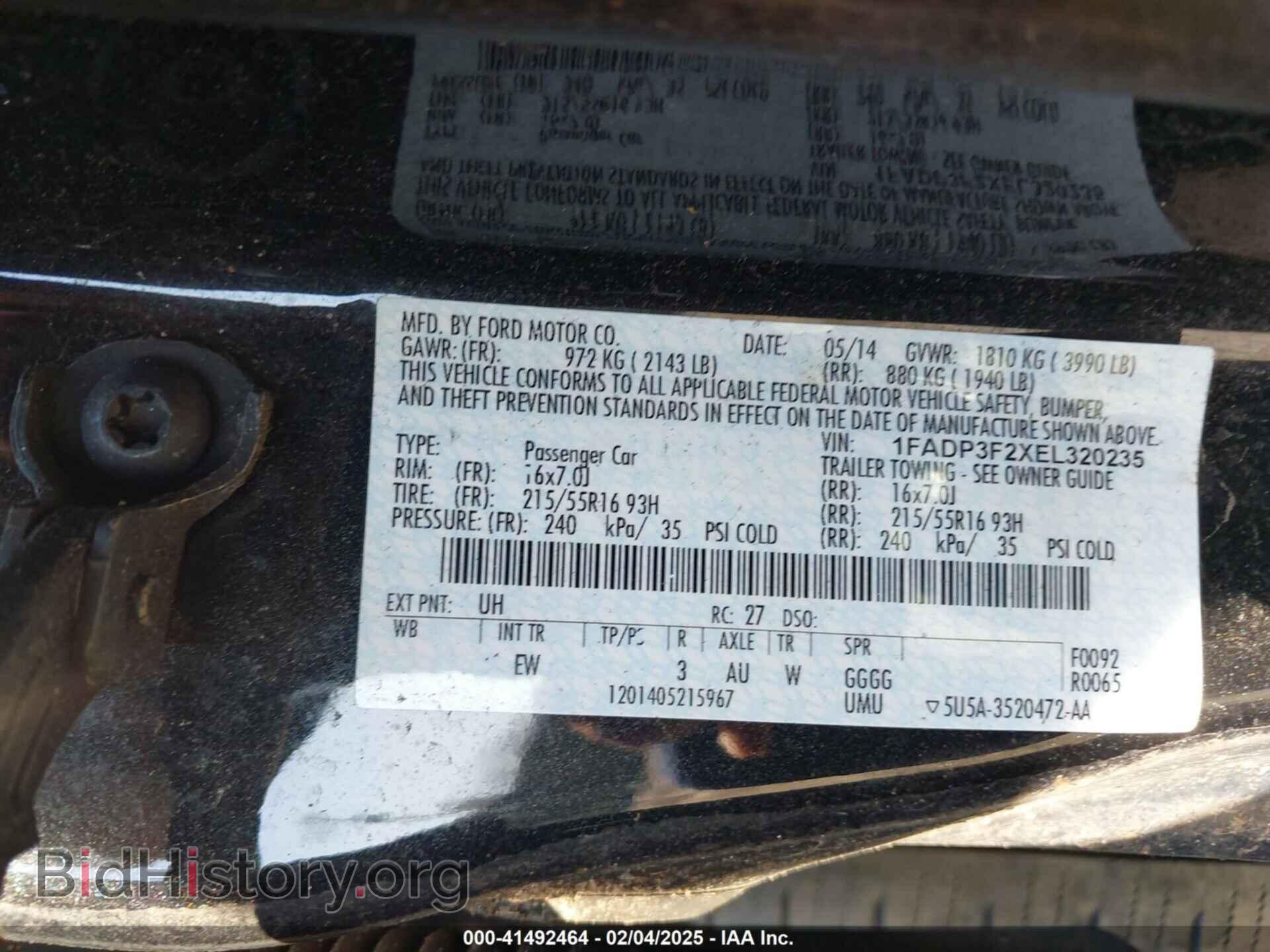 2014 FORD FOCUS - VIN: 1FADP3F2XEL320235 - Фото 9