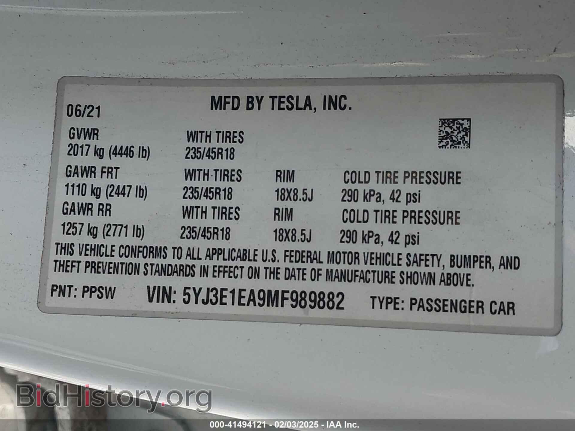 2021 TESLA MODEL 3 - VIN: 5YJ3E1EA9MF989882 - Photo 9