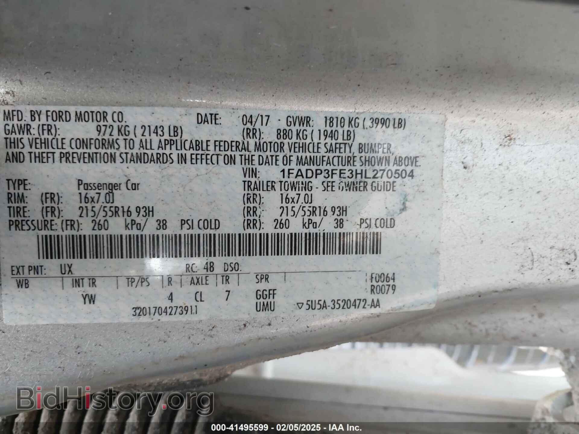 2017 FORD FOCUS - VIN: 1FADP3FE3HL270504 - Фото 9