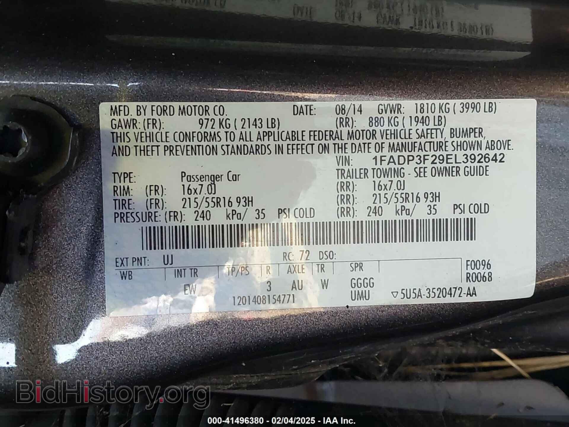 2014 FORD FOCUS - VIN: 1FADP3F29EL392642 - Фото 9