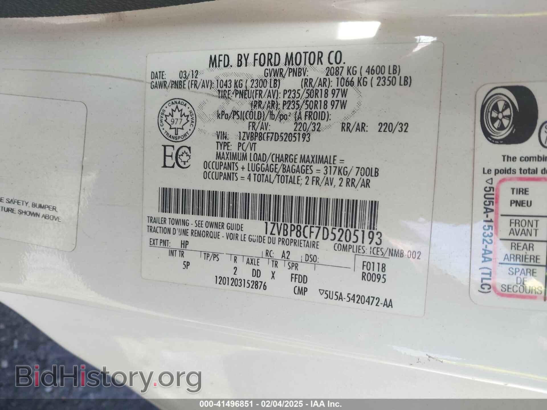 2013 FORD MUSTANG - VIN: 1ZVBP8CF7D5205193 - Photo 9