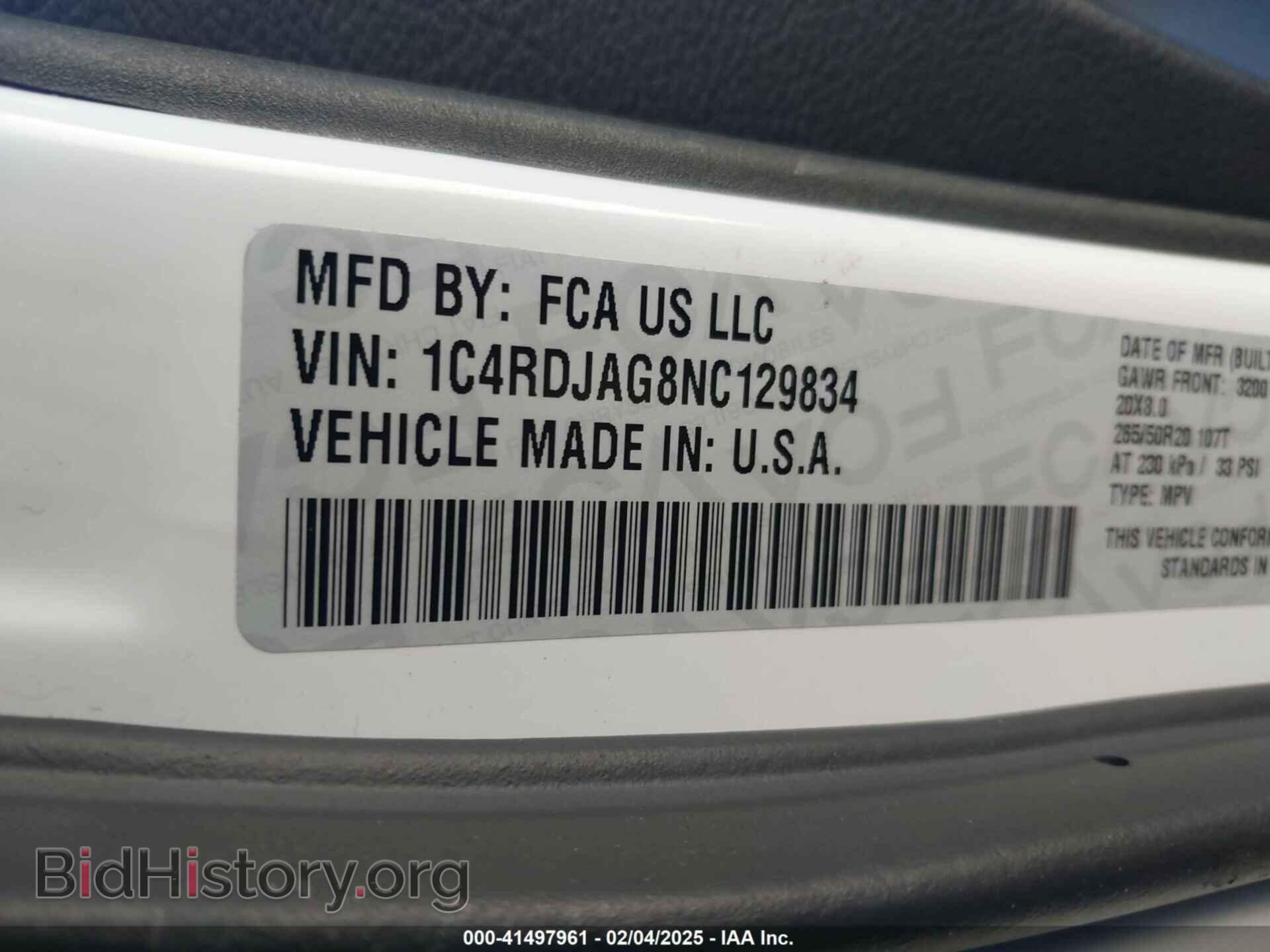 2022 DODGE DURANGO - VIN: 1C4RDJAG8NC129834 - Фото 9