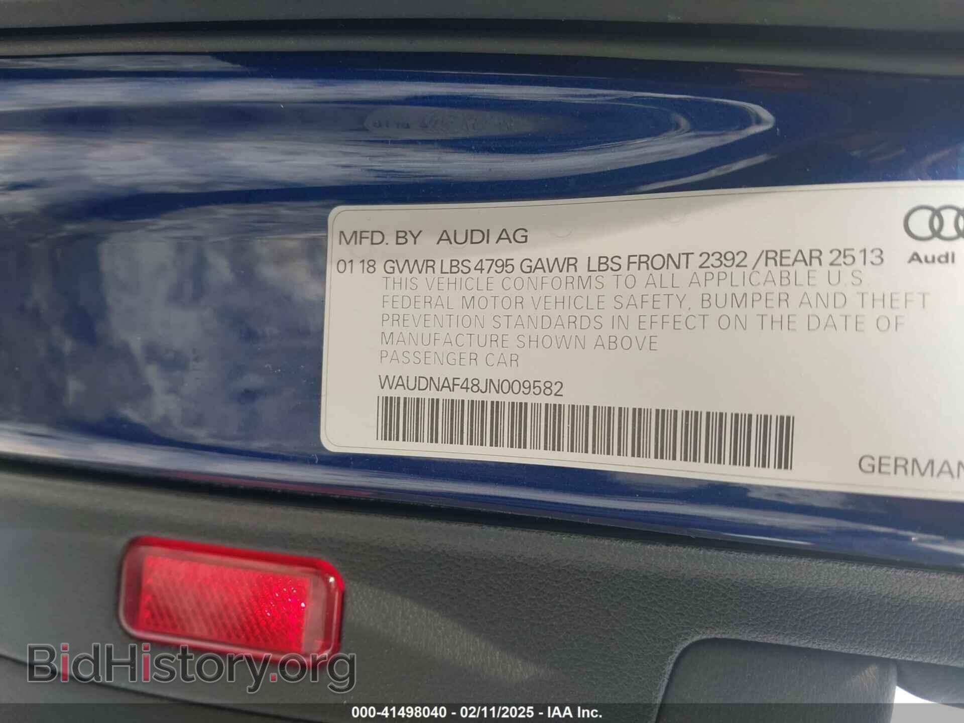2018 AUDI A4 - VIN: WAUDNAF48JN009582 - Фото 9