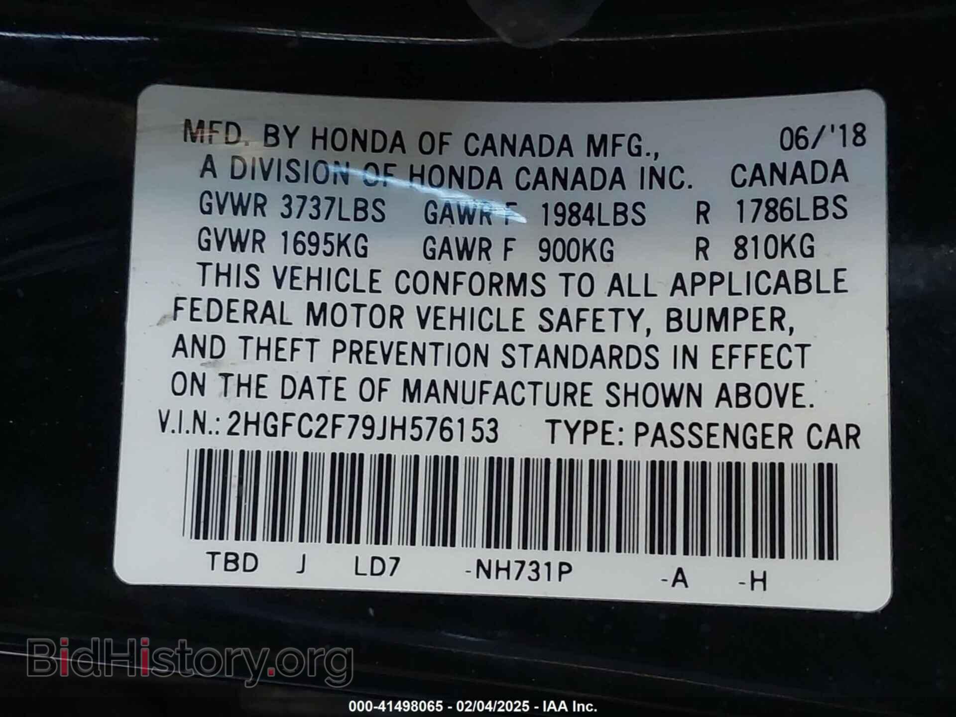 2018 HONDA CIVIC - VIN: 2HGFC2F79JH576153 - Фото 9
