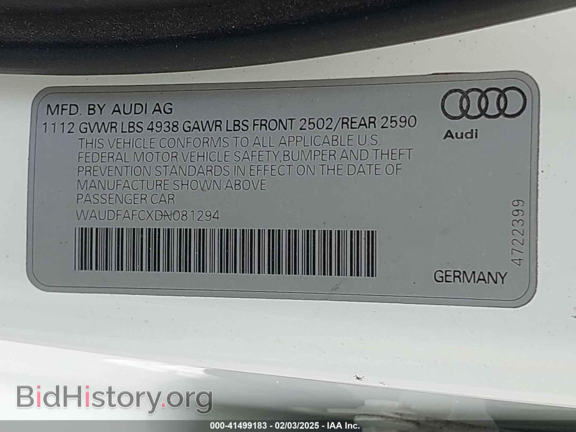 2013 AUDI A6 - VIN: WAUDFAFCXDN081294 - Фото 9