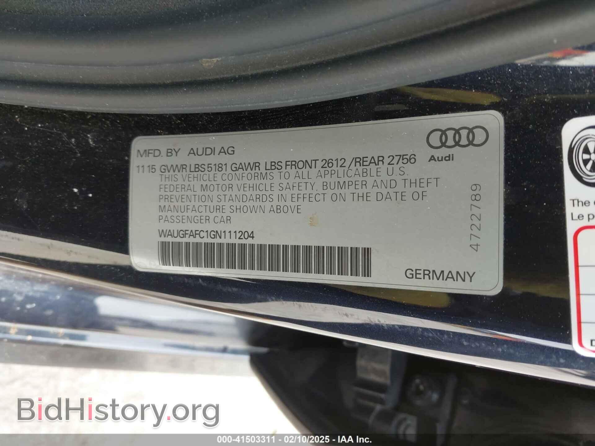 2016 AUDI A6 - VIN: WAUGFAFC1GN111204 - Фото 9