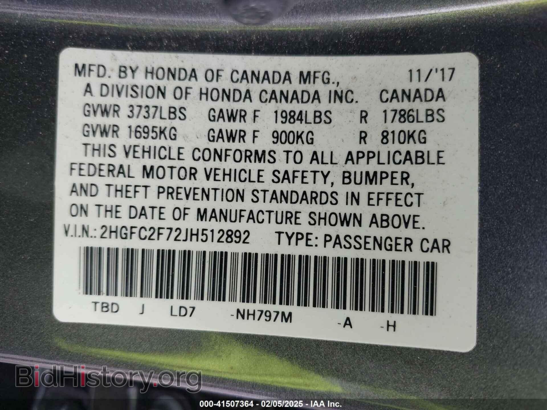 2018 HONDA CIVIC - VIN: 2HGFC2F72JH512892 - Photo 9