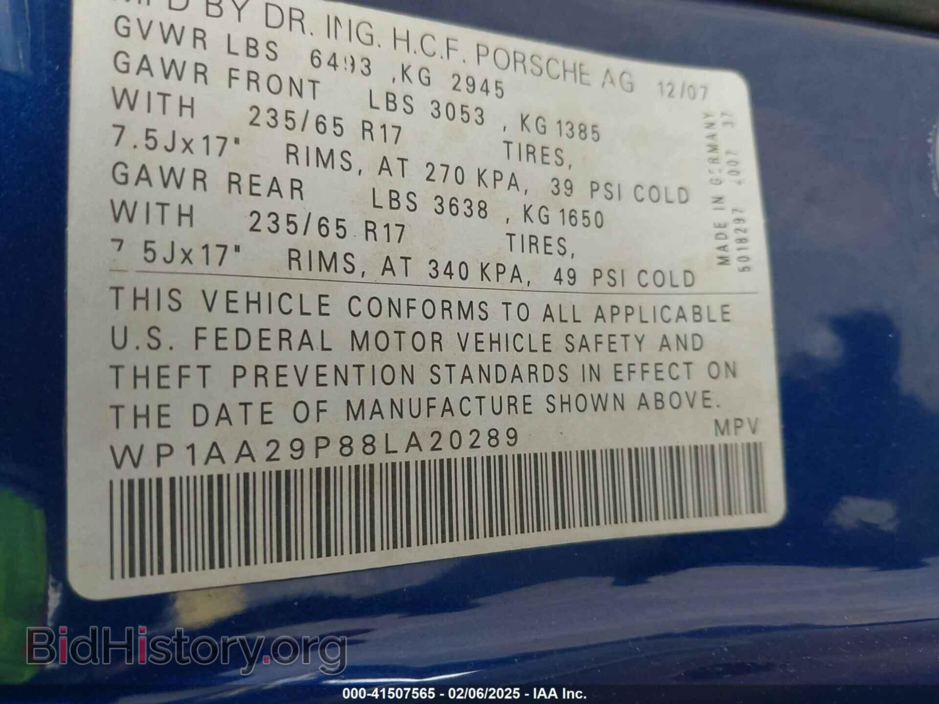 2008 PORSCHE CAYENNE - VIN: WP1AA29P88LA20289 - Фото 9