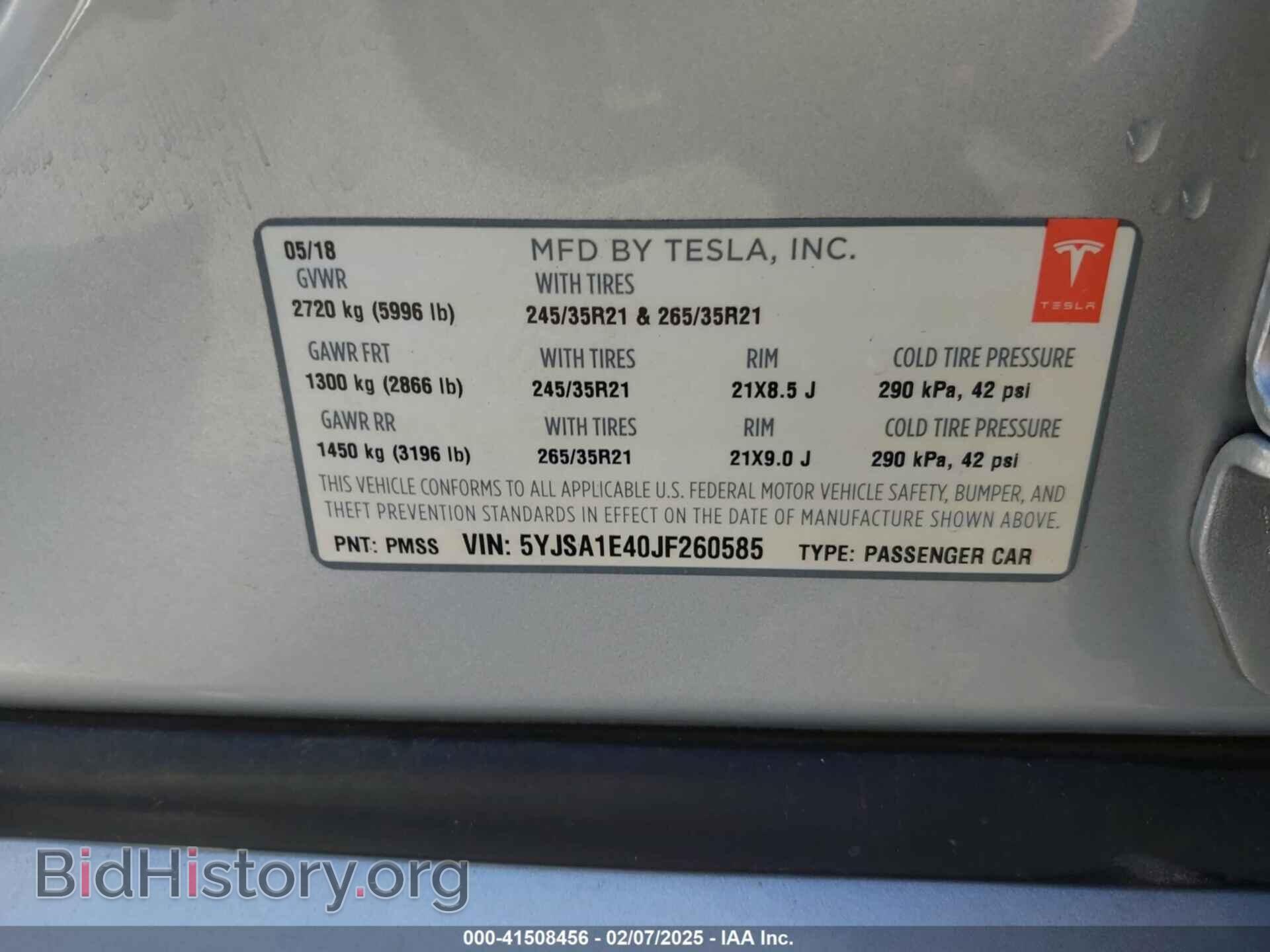2018 TESLA MODEL S - VIN: 5YJSA1E40JF260585 - Photo 9