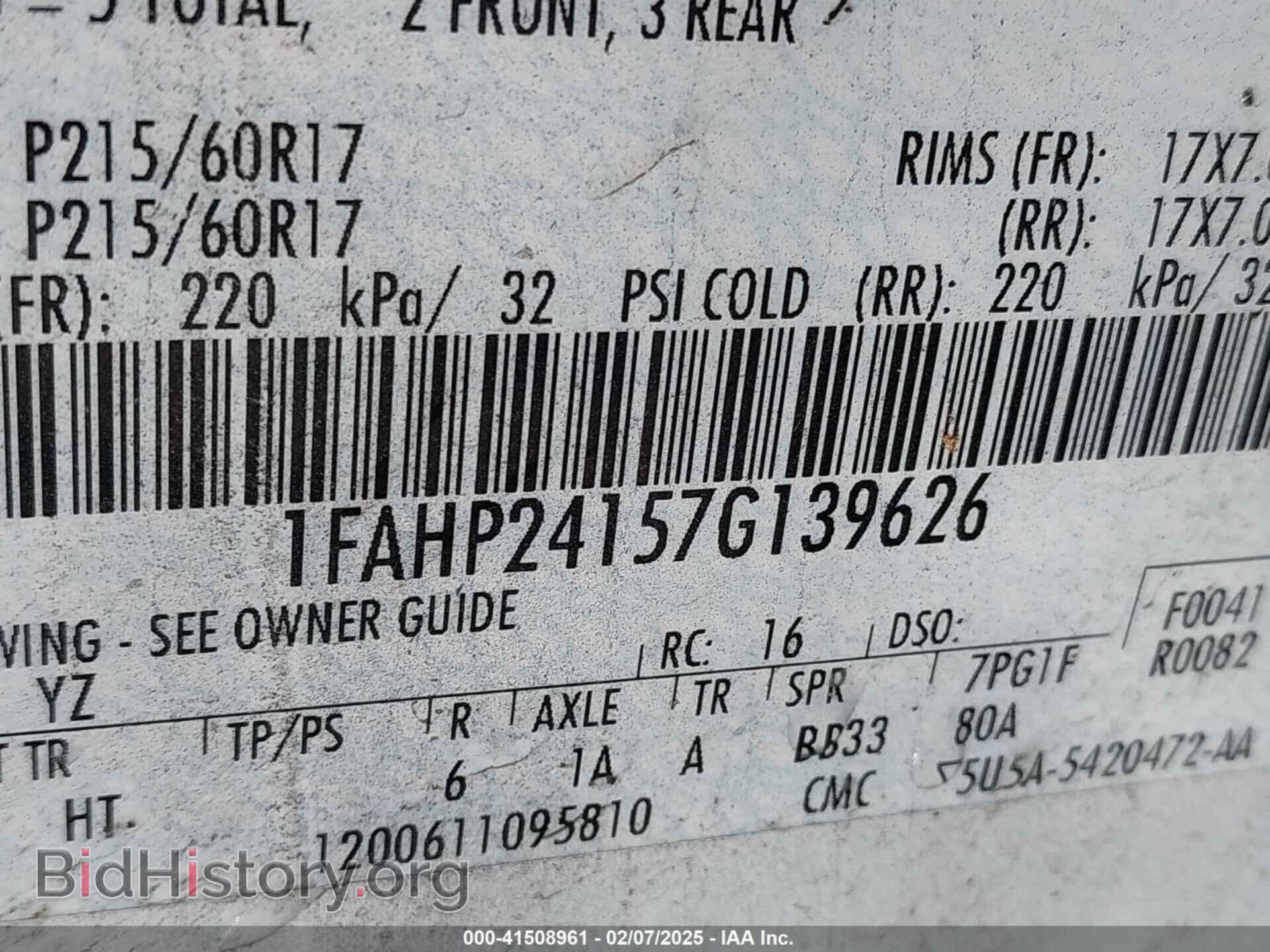 2007 FORD FIVE HUNDRED - VIN: 1FAHP24157G139626 - Photo 9