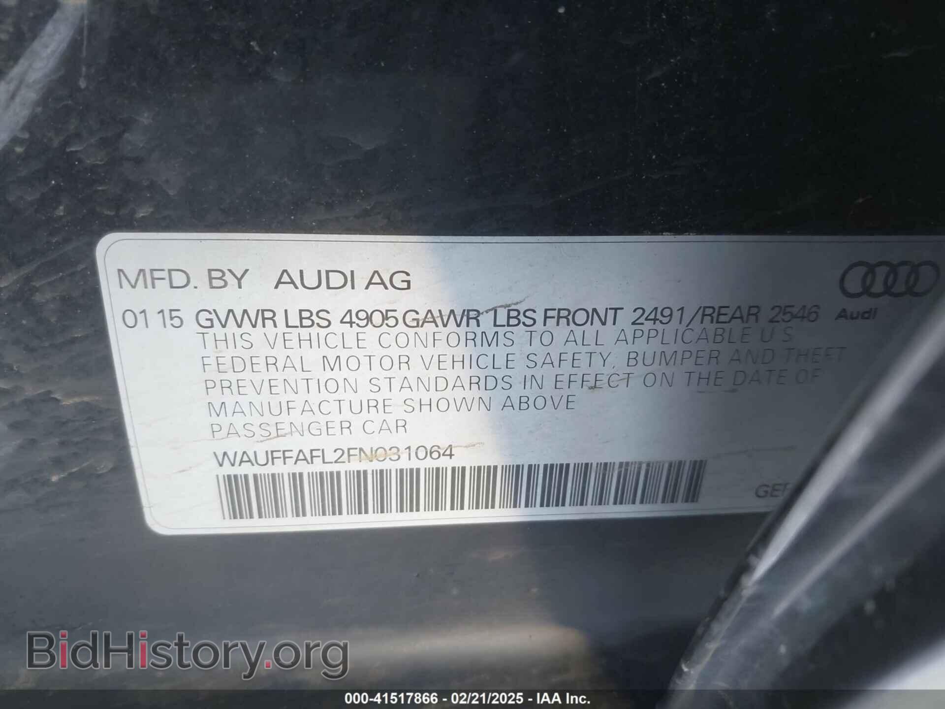 2015 AUDI A4 - VIN: WAUFFAFL2FN031064 - Фото 9