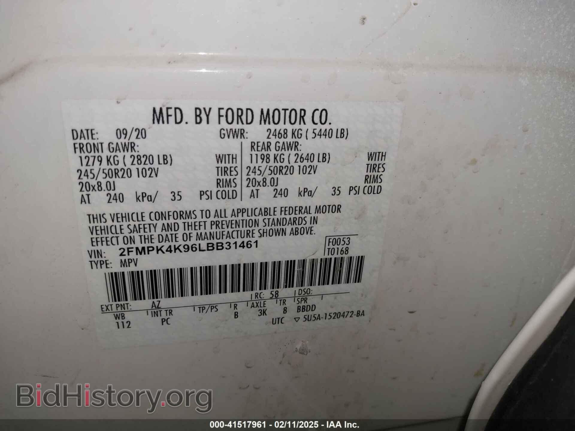 2020 FORD EDGE - VIN: 2FMPK4K96LBB31461 - Фото 9