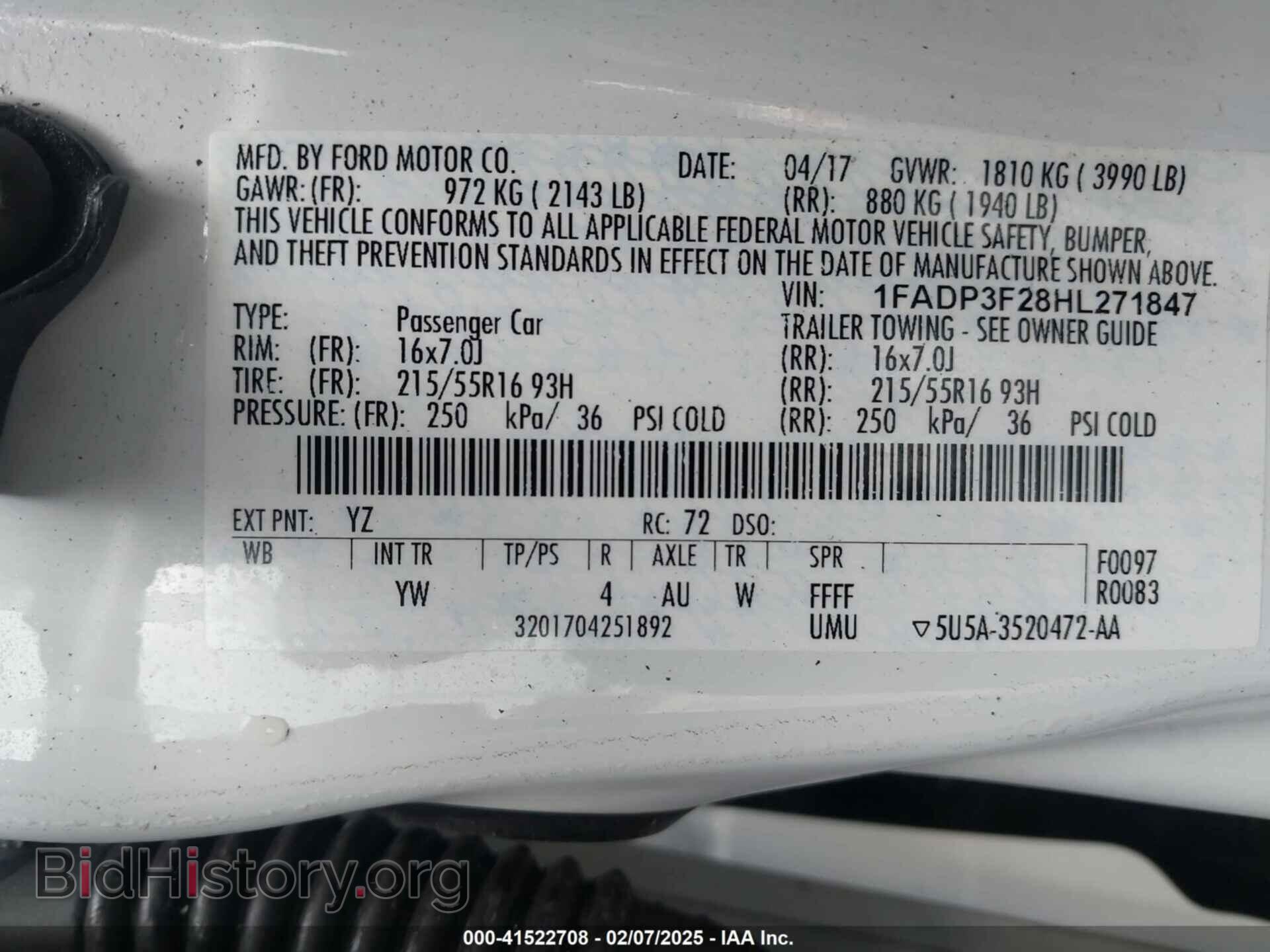 2017 FORD FOCUS - VIN: 1FADP3F28HL271847 - Фото 9