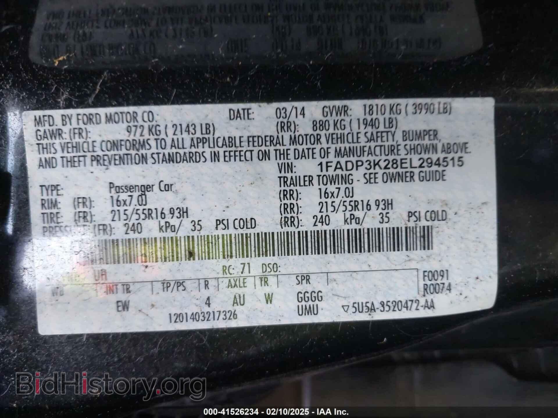 2014 FORD FOCUS - VIN: 1FADP3K28EL294515 - Фото 9