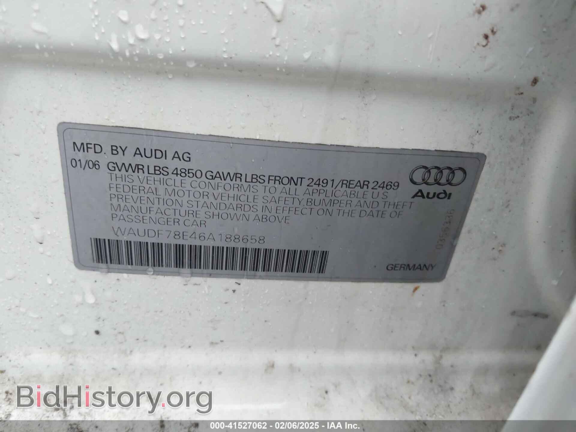 2006 AUDI A4 - VIN: WAUDF78E46A188658 - Фото 9