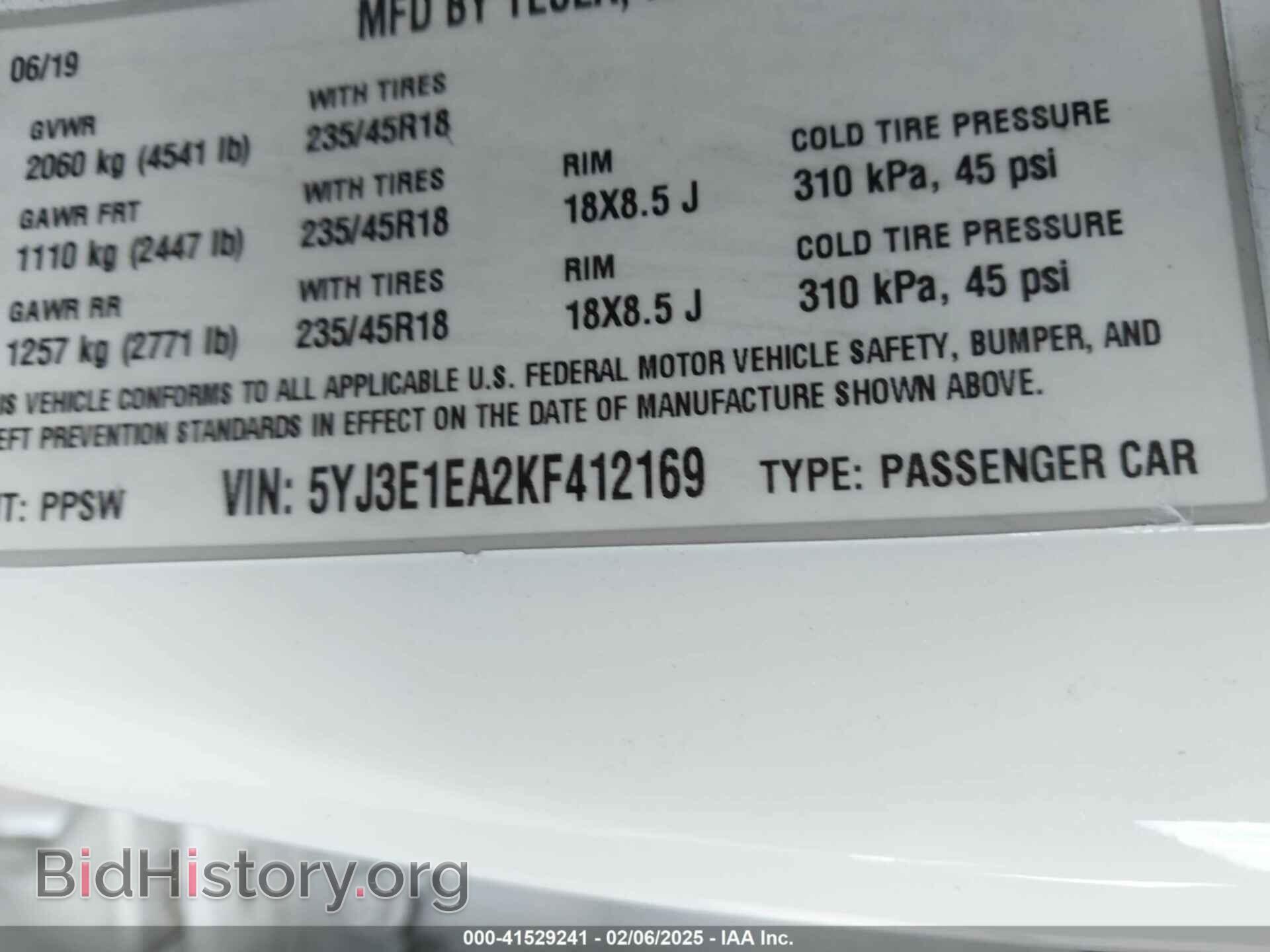 2019 TESLA MODEL 3 - VIN: 5YJ3E1EA2KF412169 - Фото 9