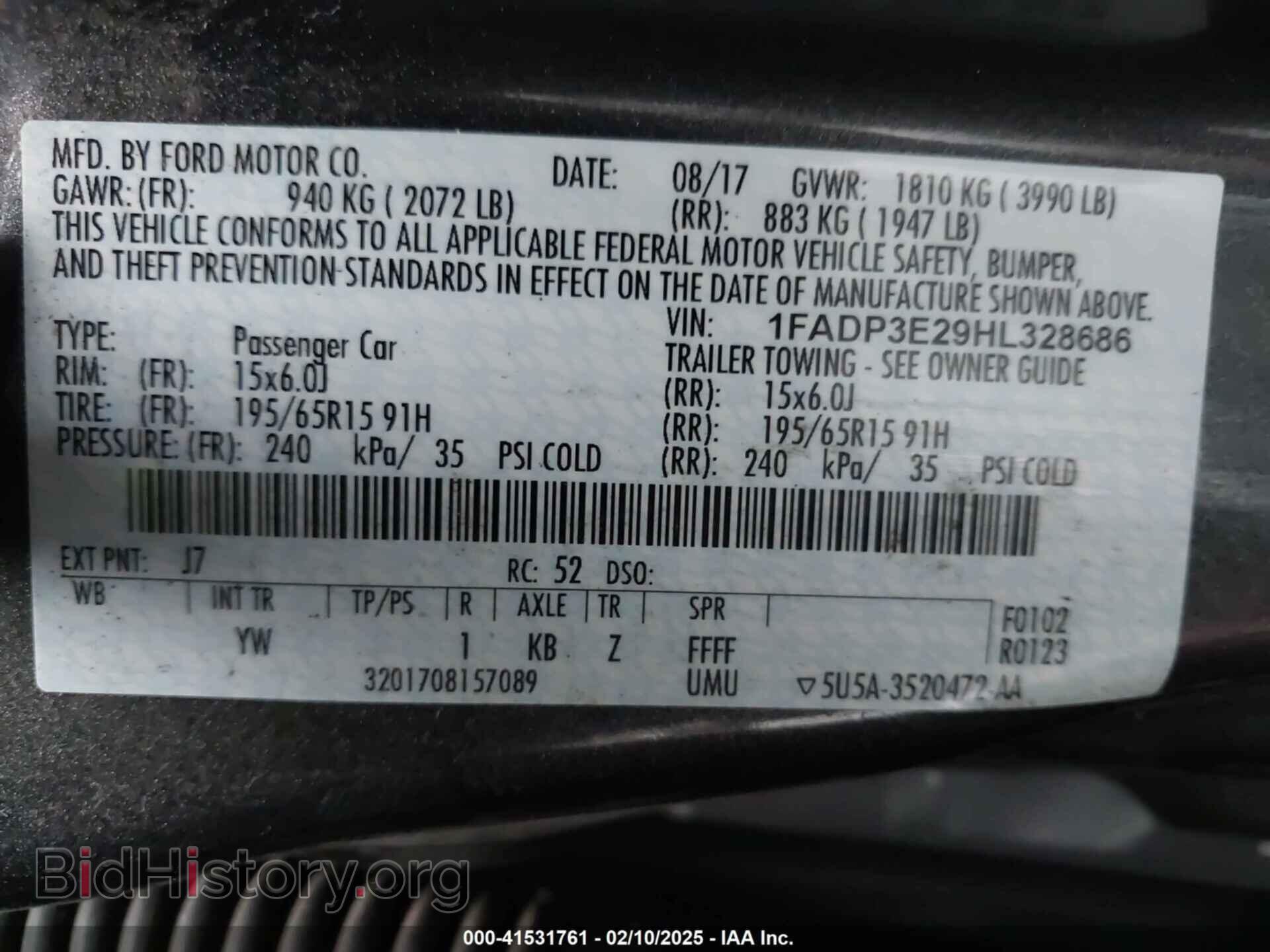 2017 FORD FOCUS - VIN: 1FADP3E29HL328686 - Фото 9