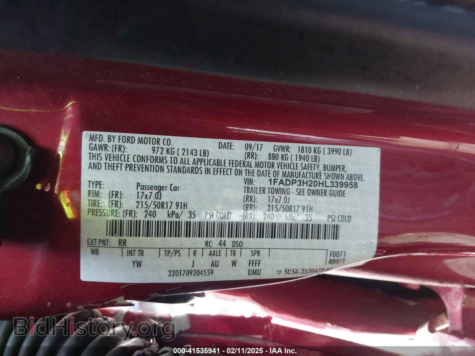 2017 FORD FOCUS - VIN: 1FADP3H20HL339958 - Фото 9