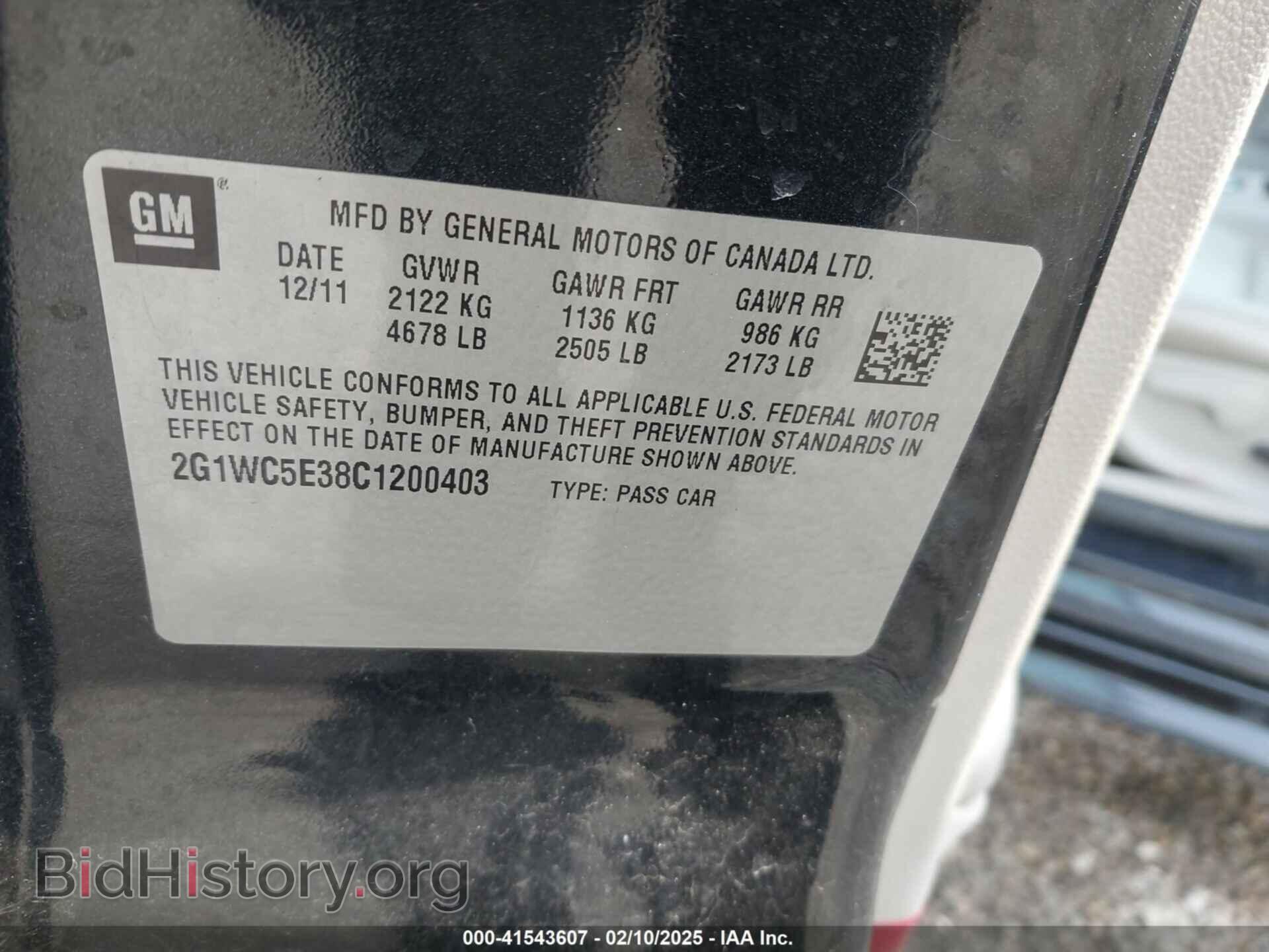 2012 CHEVROLET IMPALA - VIN: 2G1WC5E38C1200403 - Фото 9