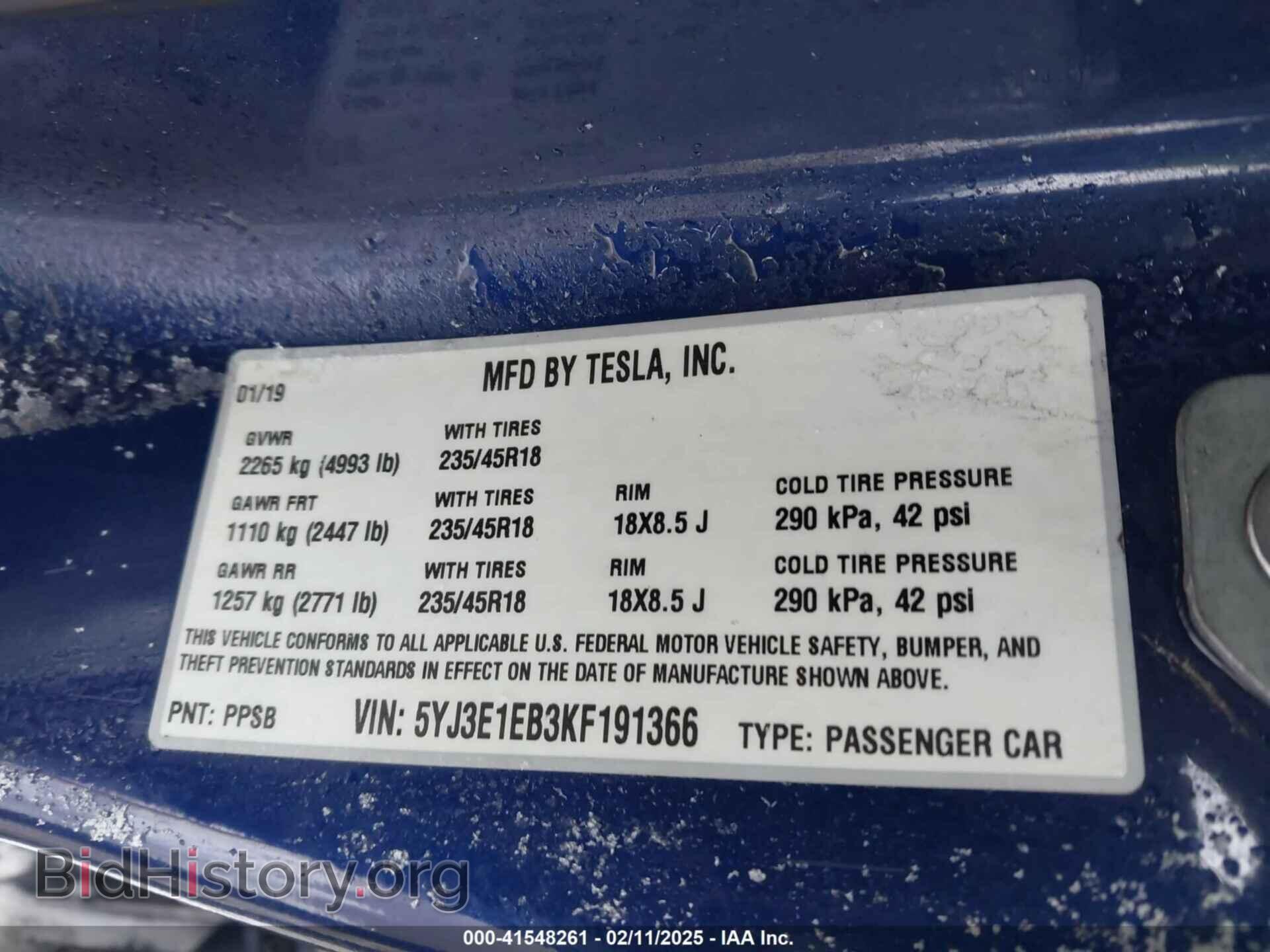 2019 TESLA MODEL 3 - VIN: 5YJ3E1EB3KF191366 - Photo 9
