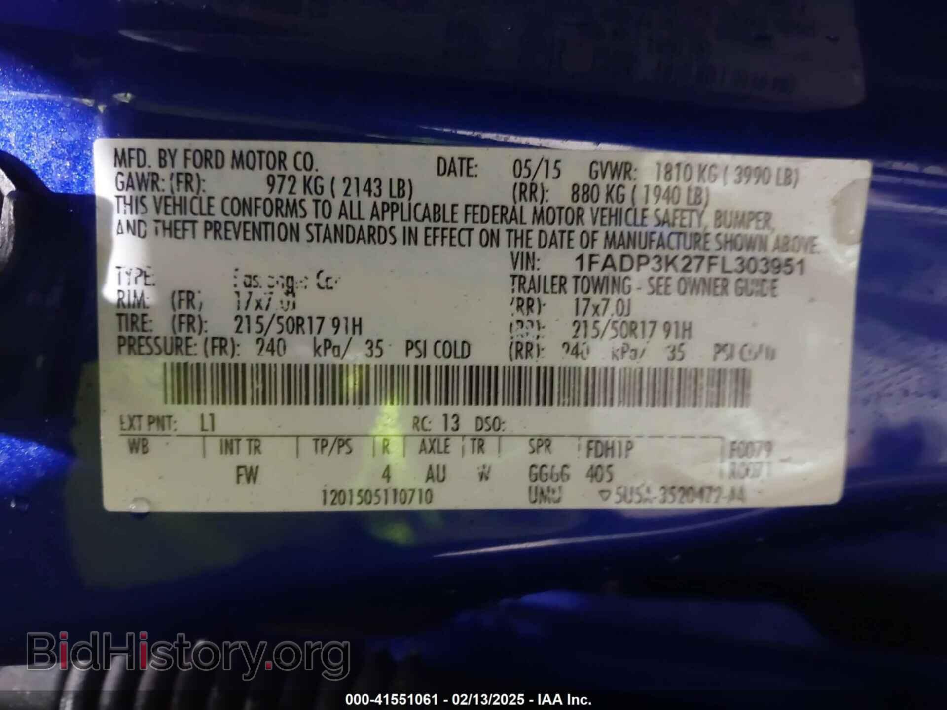 2015 FORD FOCUS - VIN: 1FADP3K27FL303951 - Фото 9